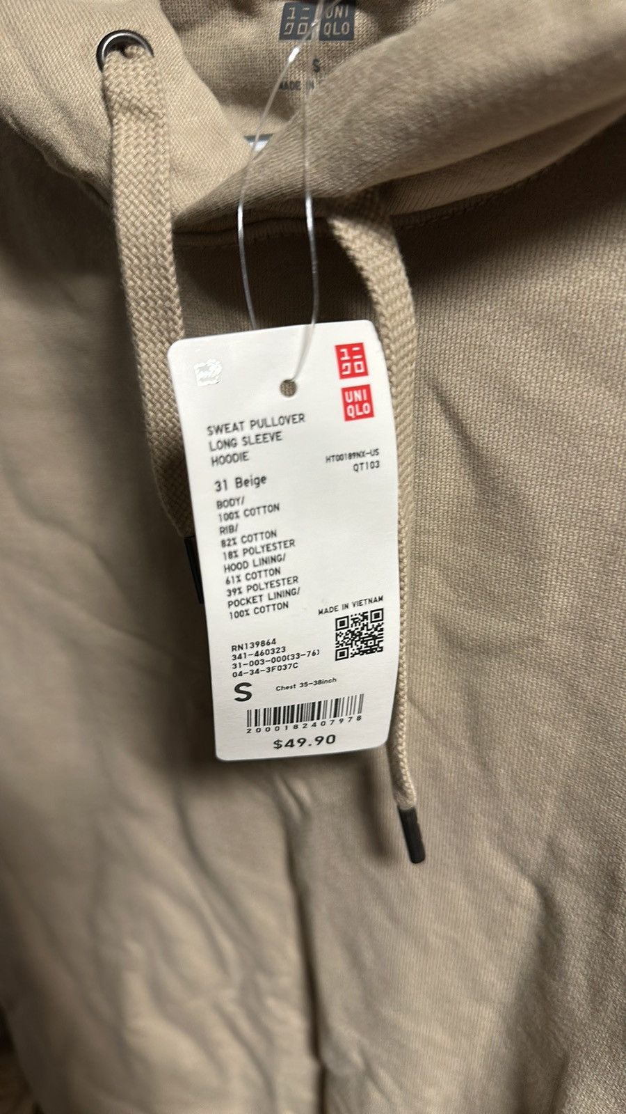 Uniqlo Uniqlo Men’s Beige Hoodie Sweatshirt Size M Size US M / EU 48-50 / 2 - 3 Thumbnail