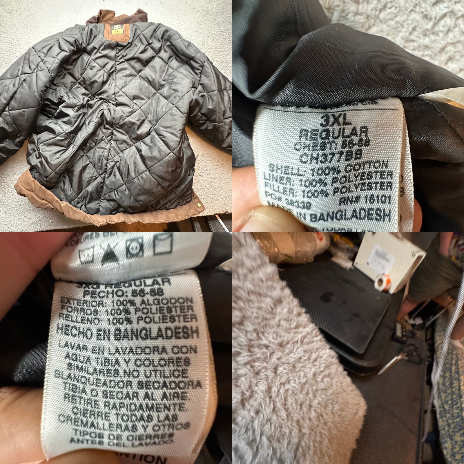 Vintage Berne Heartland Washed Chore Coat Jacket Mens 3XL Duck Canvas Quilt Lined CH377BB Brown Workwear Overcoat Zip Mens Bowed to: 3XL shows Chest 63 in Size US XXL / EU 58 / 5 - 8 Thumbnail