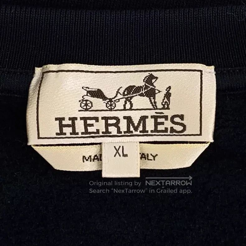 Hermes Hermes Black Round Neck Leather Cotton Long Sleeve Sweatsh Size US XL / EU 56 / 4 - 6 Thumbnail