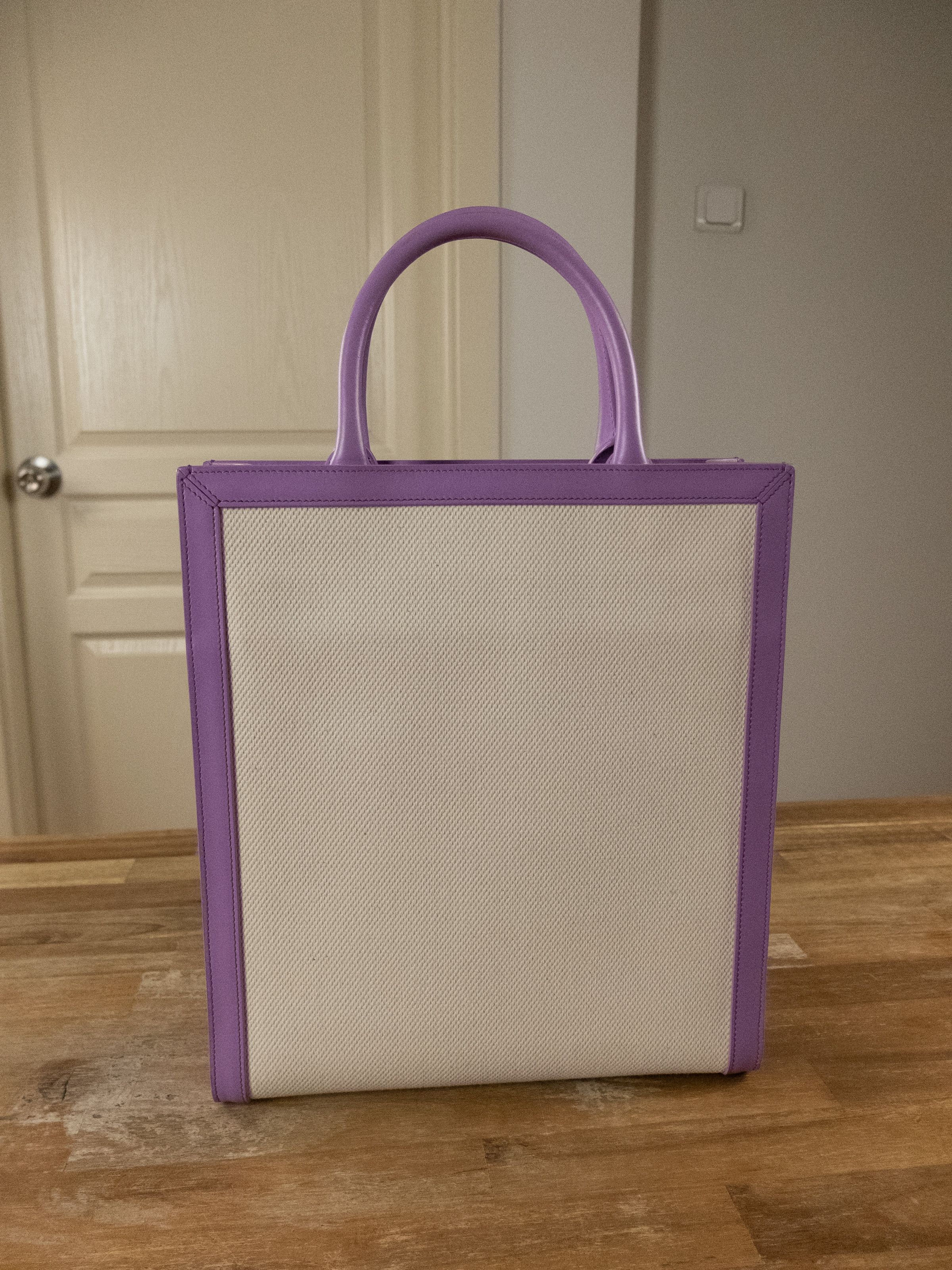 Celine CELINE Small Vertical mauve purple canvas leather tote bag q Size ONE SIZE - 4 Thumbnail