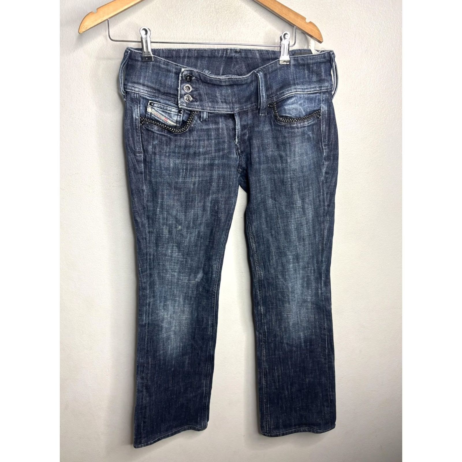 Diesel VINTAGE? No. Diesel Jeans Womens 30 Blue Mid Rise Straight Leg Braided Pocket Denim Shirt? Size 30" / US 8 / IT 44 - 4 Thumbnail