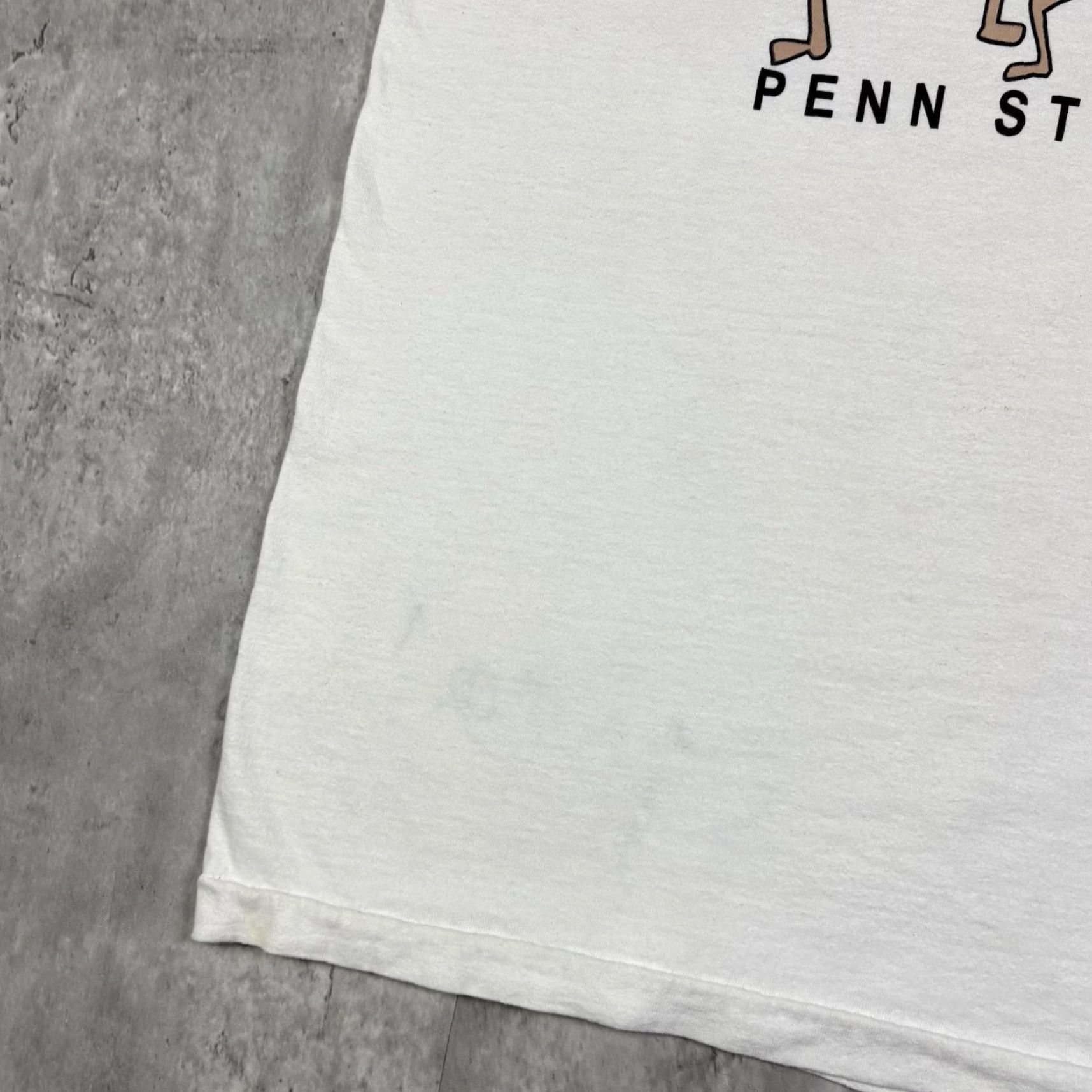 Penn VINTAGE Penn State Stick Figure Art T Shirt Mens L Crew Neck White Cotton Short Sleeve Graphic Print 90s University Mens Size US L / EU 52-54 / 3 - 7 Thumbnail