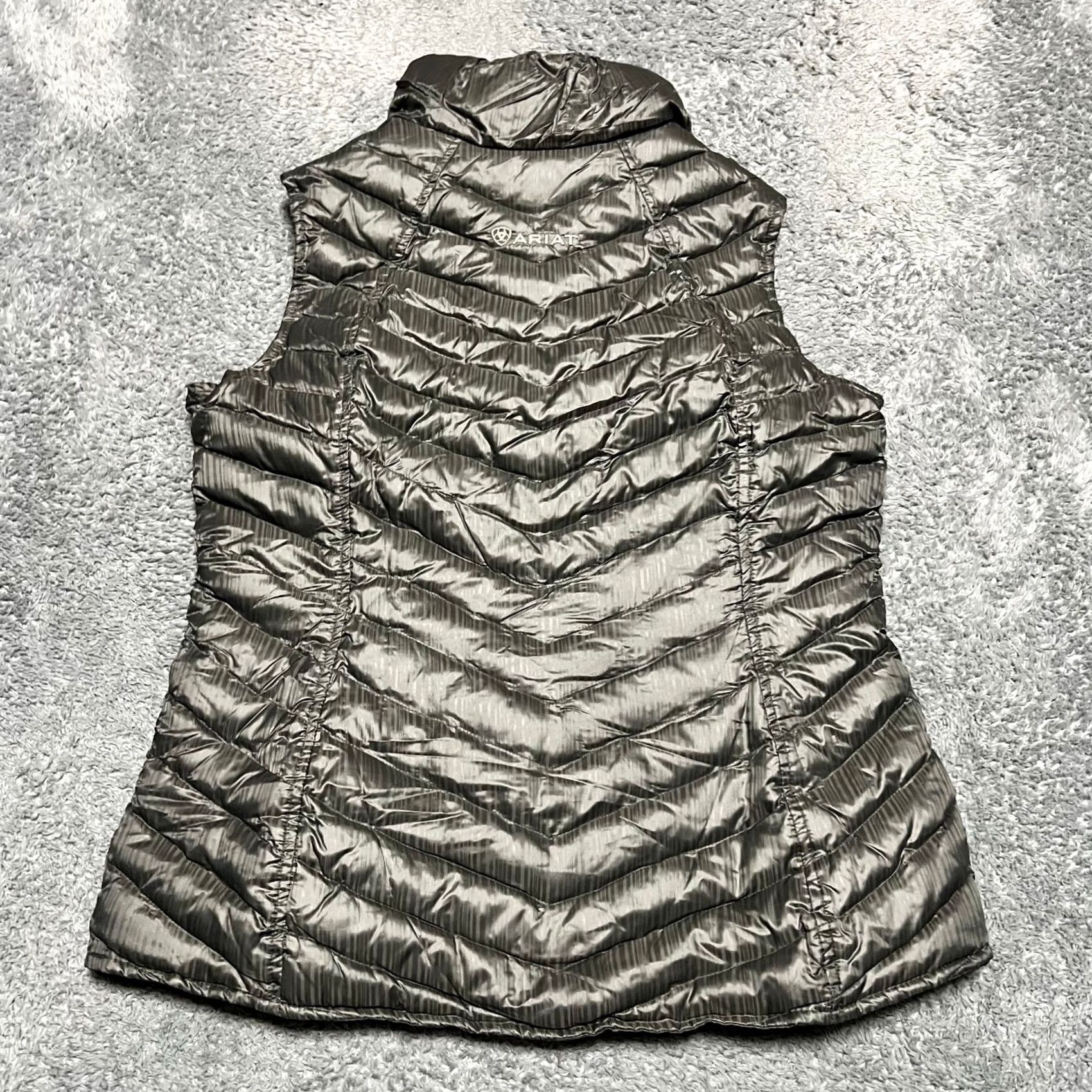 Ariat Ariat Puffer Vest Womens Medium Gray Silver Western Outdoor Cowgirl Jacket Size M / US 6-8 / IT 42-44 - 4 Thumbnail