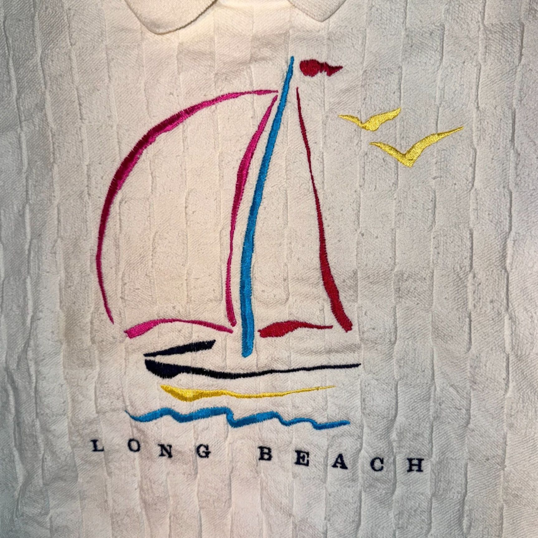 Vintage VINTAGE Cottontops Sweatshirt Long Beach 90s Textured Collared Pullover White XL Men Size US XL / EU 56 / 4 - 2 Thumbnail