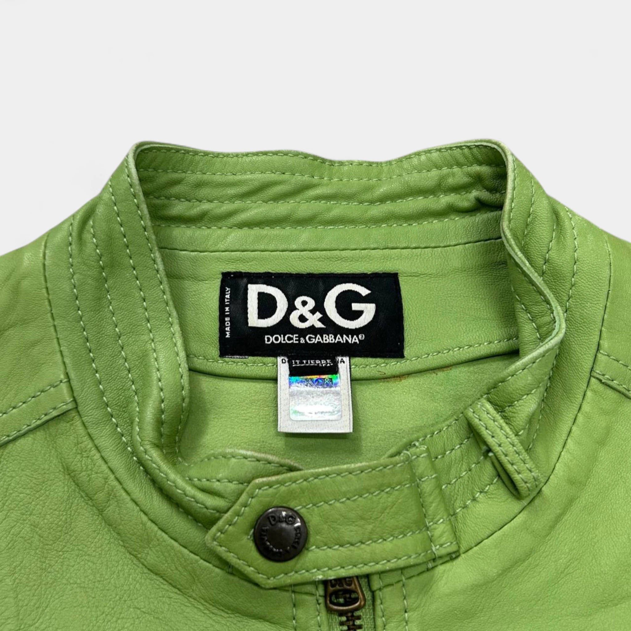 Dolce & Gabbana 2000's Dolce & Gabbana Matcha Green Leather Jacket Size S / US 4 / IT 40 - 4 Thumbnail