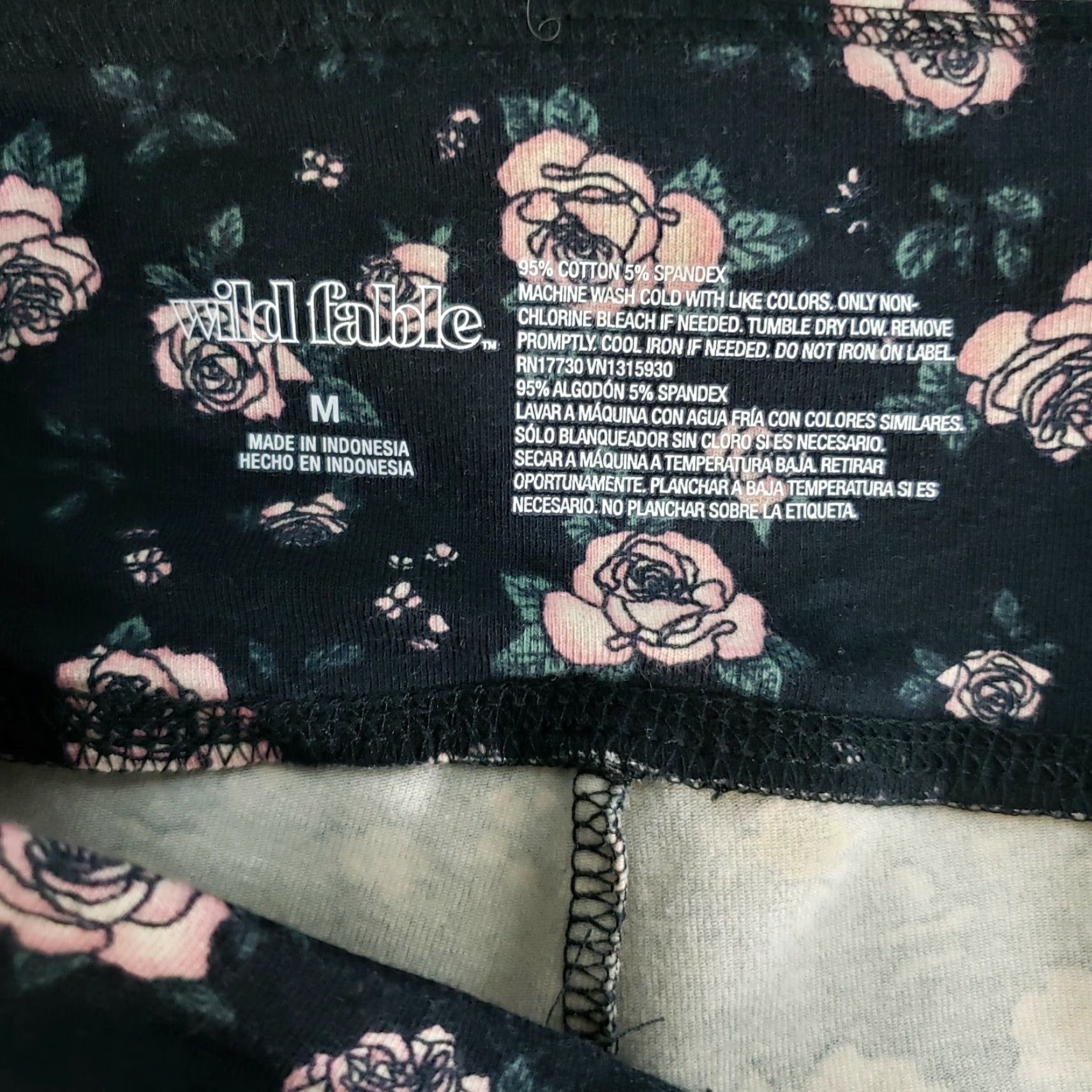 Vintage Wild Fable Leggings Womens M Black Floral Cotton Blend High Rise Size 32" / US 10 / IT 46 - 6 Thumbnail