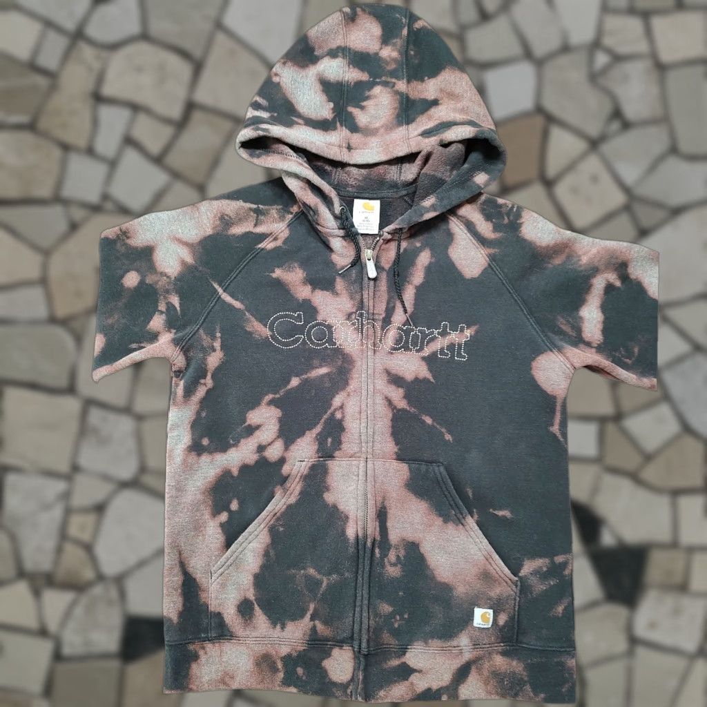 Carhartt VINTAGE Carhartt Embroidered Full Zip Hoodie Sweatshirt Ladies M Black Tie Dye Acid Wash Sweatshirt Size M / US 6-8 / IT 42-44 - 1 Thumbnail