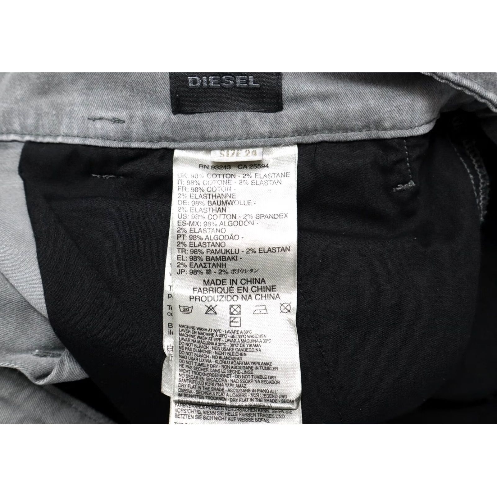 Diesel DIESEL Jeans Men's W29 Grey Chino Stretched Whiskers Zip Fly Fade Effect Size US 29 - 6 Thumbnail