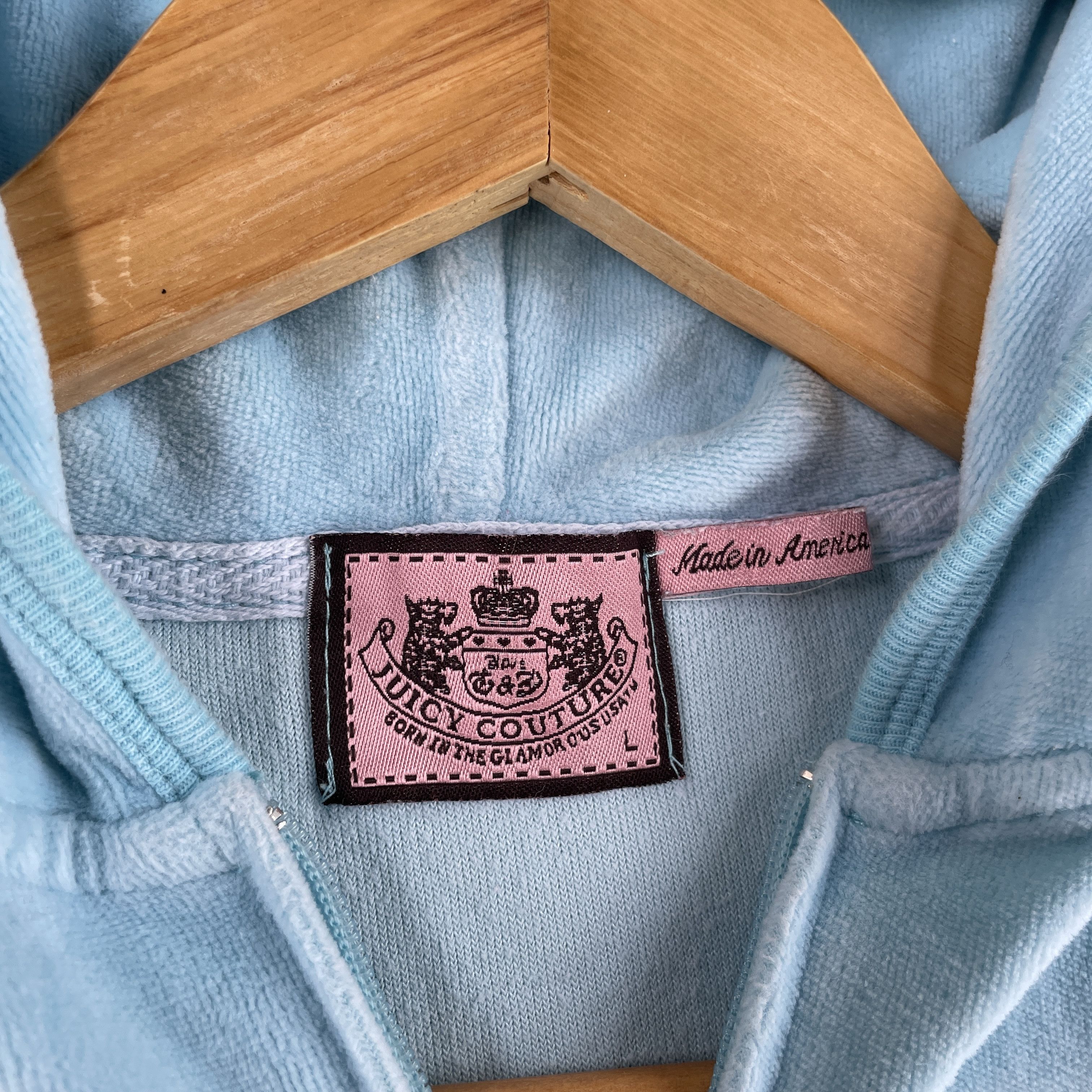 Juicy Couture Juicy Couture Blue Velour Cropped Zip Hoodie Size L Size L / US 10 / IT 46 - 6 Thumbnail