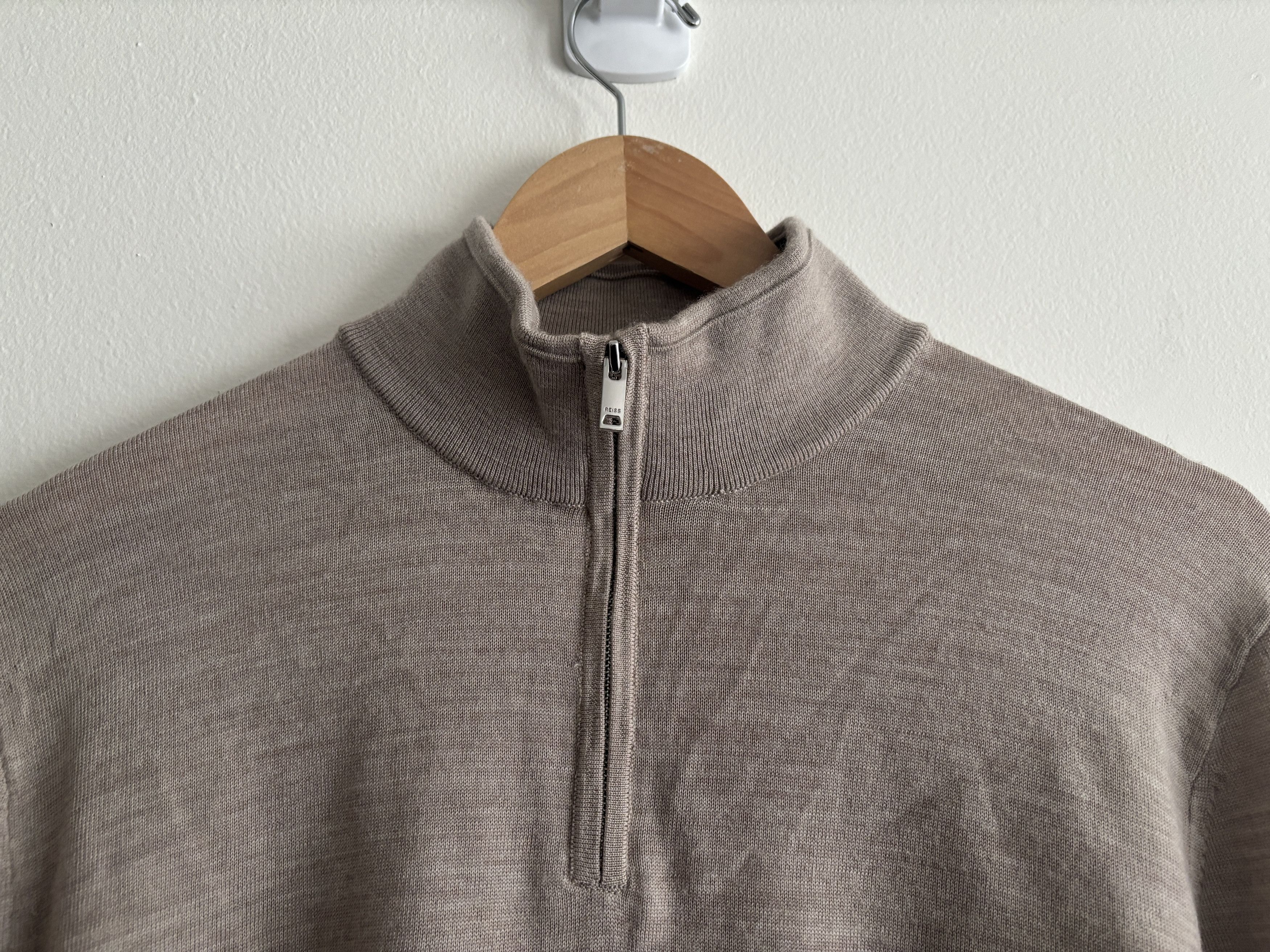 Reiss $150 Reiss Oatmeal Merino Wool Quarter Zip Sweater - Medium Size US M / EU 48-50 / 2 - 8 Thumbnail