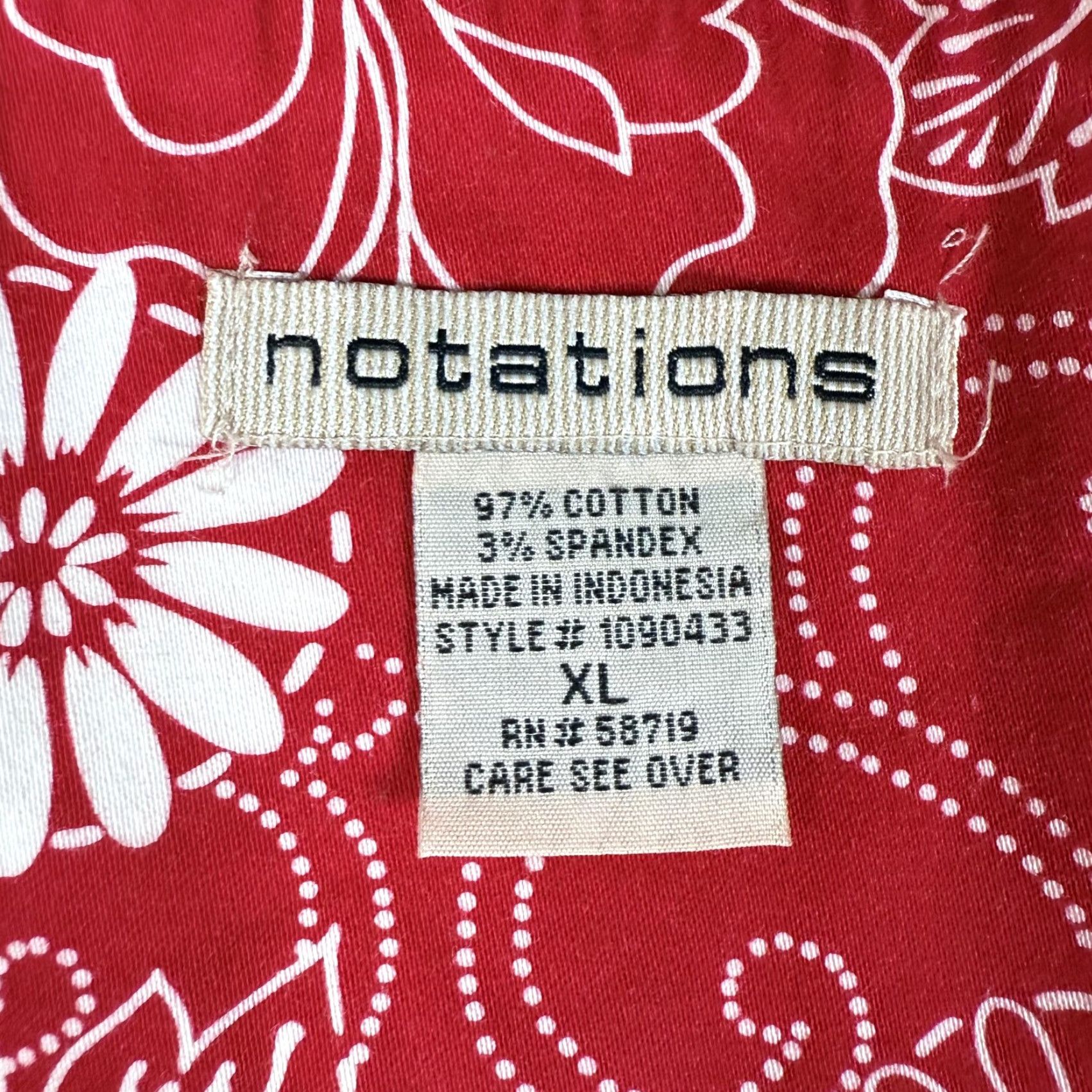 Vintage VINTAGE Notations Skirt Womens XL Red White Floral Print A-Line Stretch Cotton Side Zip Size 40" / US 18 - 6 Thumbnail