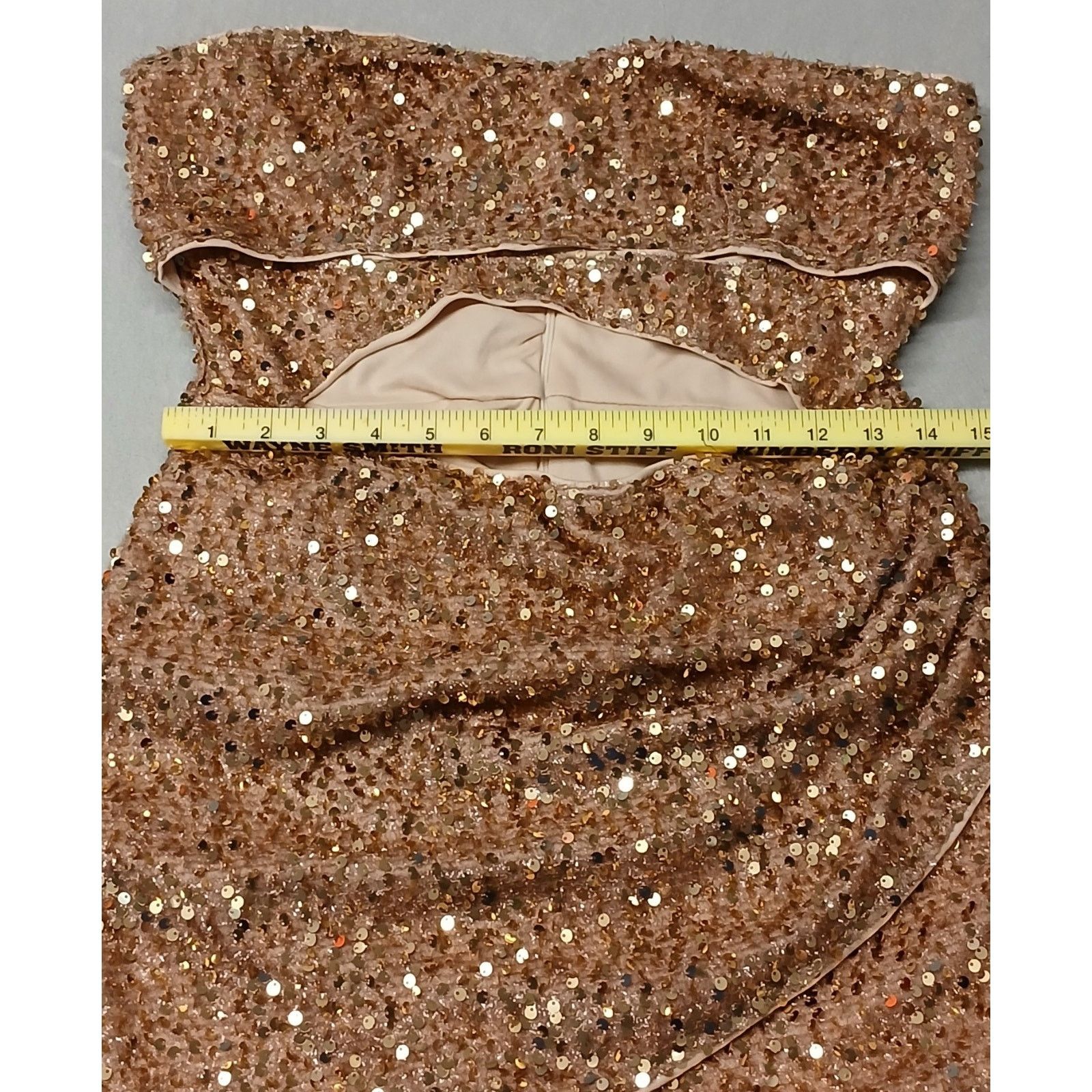 Shein Shein (Large) Women's Rose Gold Sequins Cocktail Dress Size L / US 10 / IT 46 - 8 Thumbnail