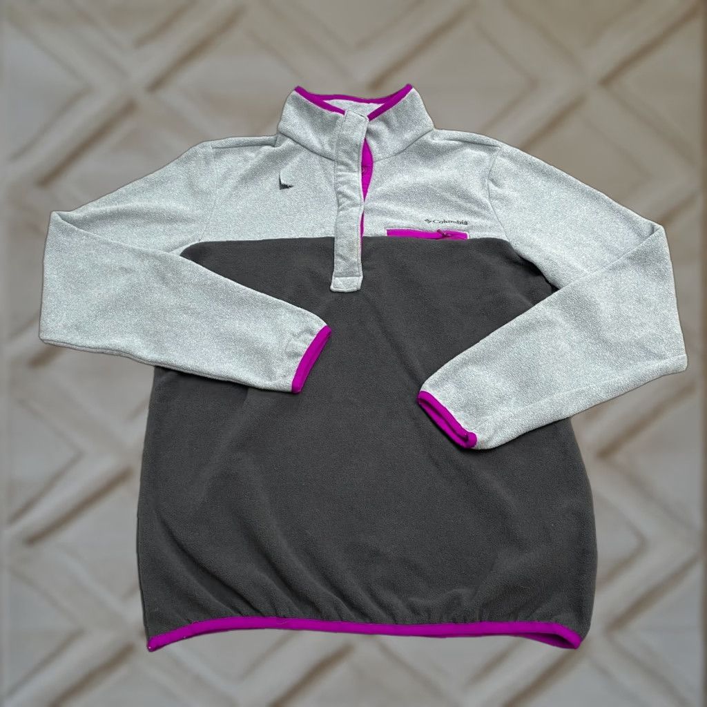 Vintage Columbia Jacket Womens Medium Fleece Fire Side Gray Purple 1/4 Snap Outdoor Hike Size M / US 6-8 / IT 42-44 - 1 Thumbnail