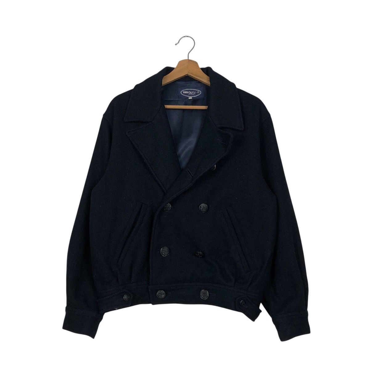 Japanese Brand × Vintage 📌Rich Blue Vintage Wool Bomber Jacket Way Out Double Breast Size US M / EU 48-50 / 2 - 2 Thumbnail