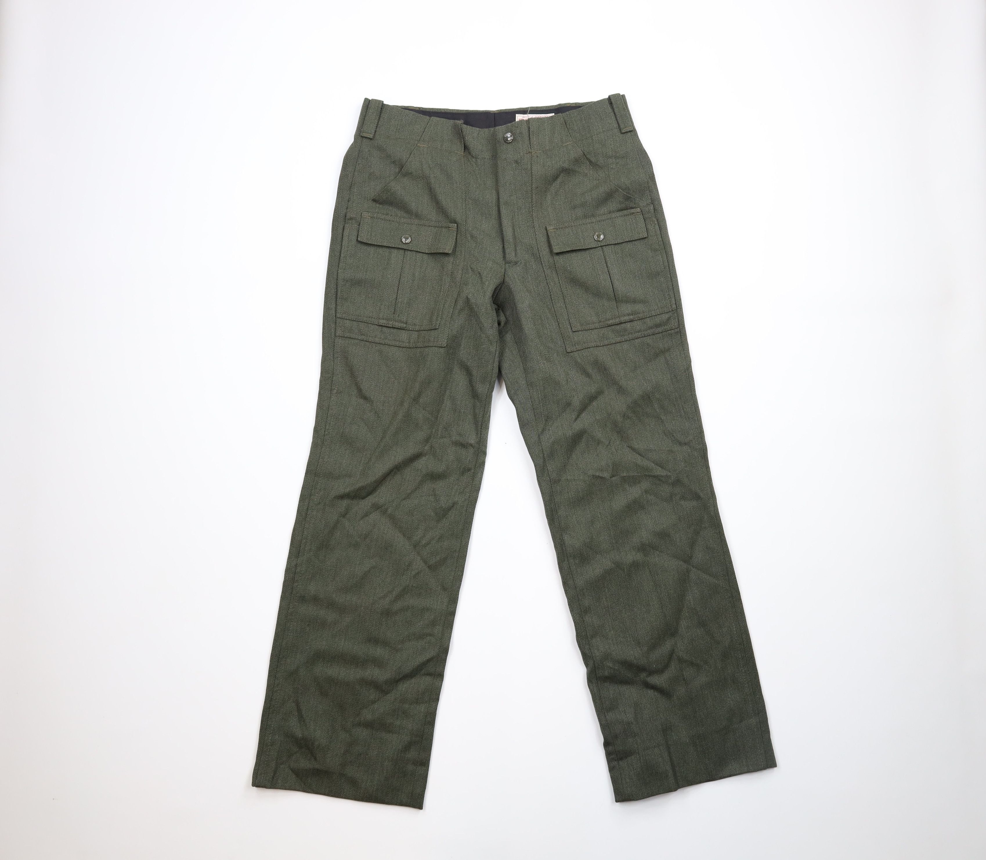 image of 70's Cc Filson Wool Wide Leg Mackinaw Pants Green Usa, Men's (Size 34)