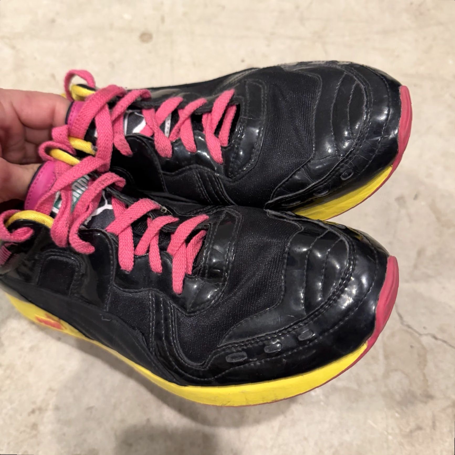 Puma PUMA R-System Sneaker Black Pink Yellow Mens Size 13 345569-02 Size US 12 / EU 45 - 5 Thumbnail