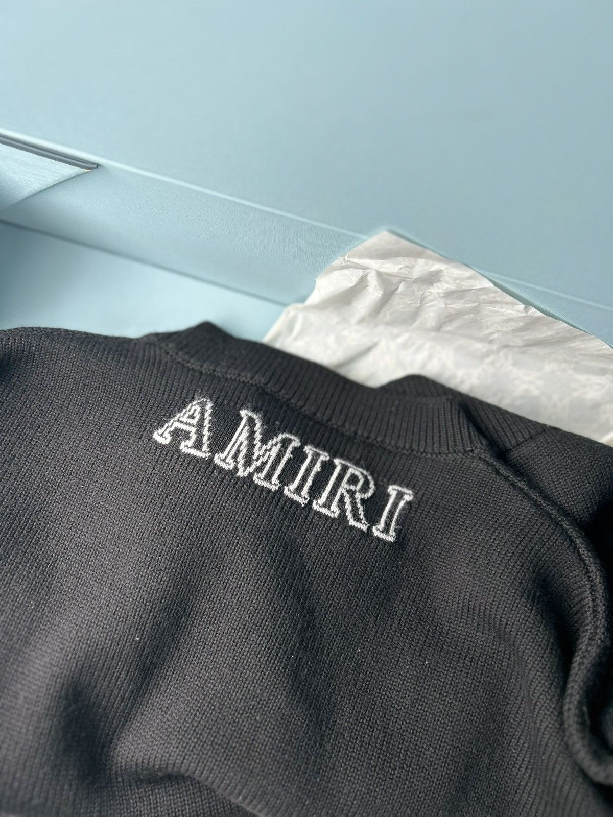 Amiri AMIRI Black Crewneck Sweater with White Monogram Size S / US 4 / IT 40 - 9 Thumbnail