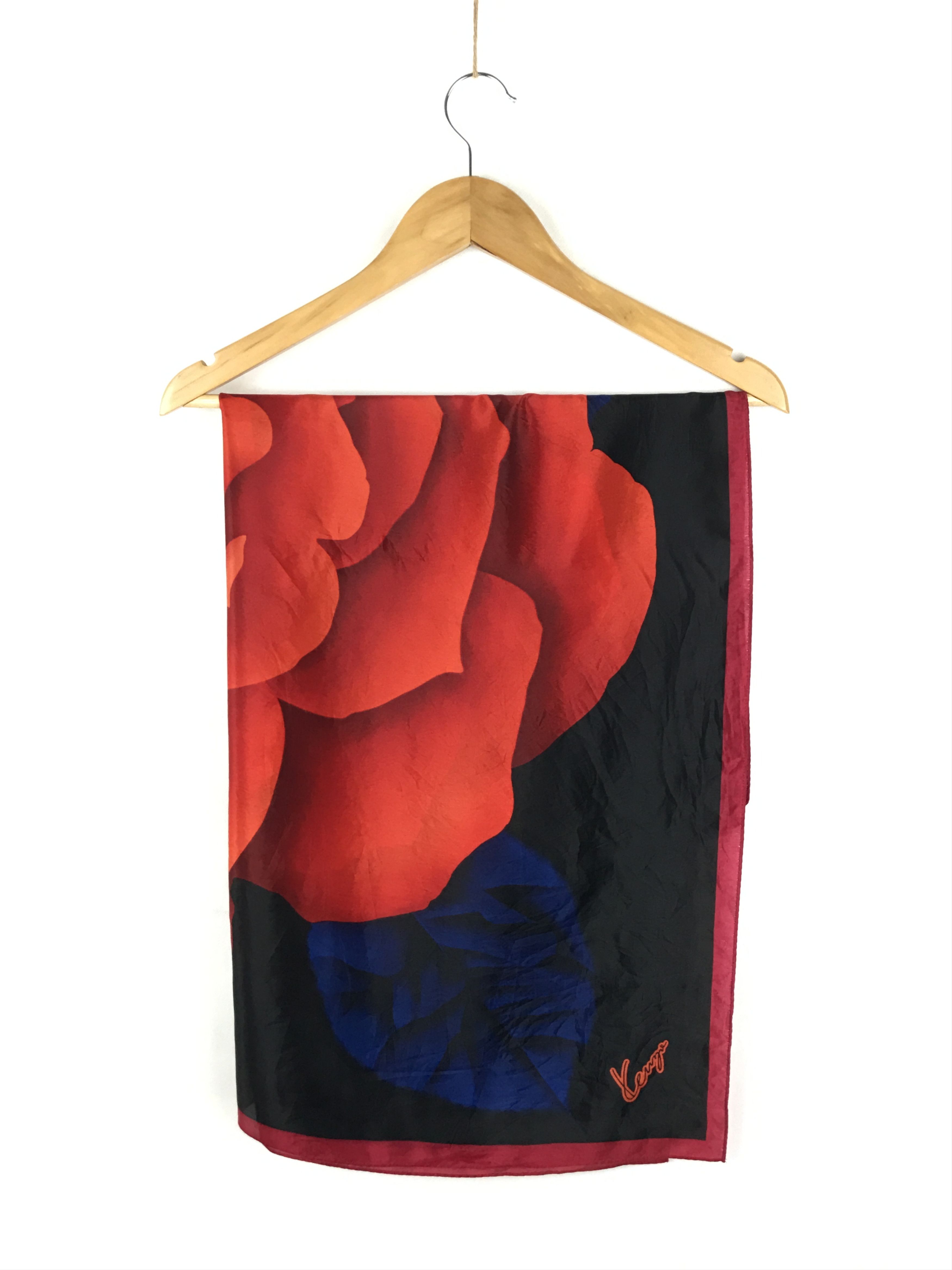 Japanese Brand Vintage Kenzo Floral Silk Scarf Size ONE SIZE - 2 Thumbnail