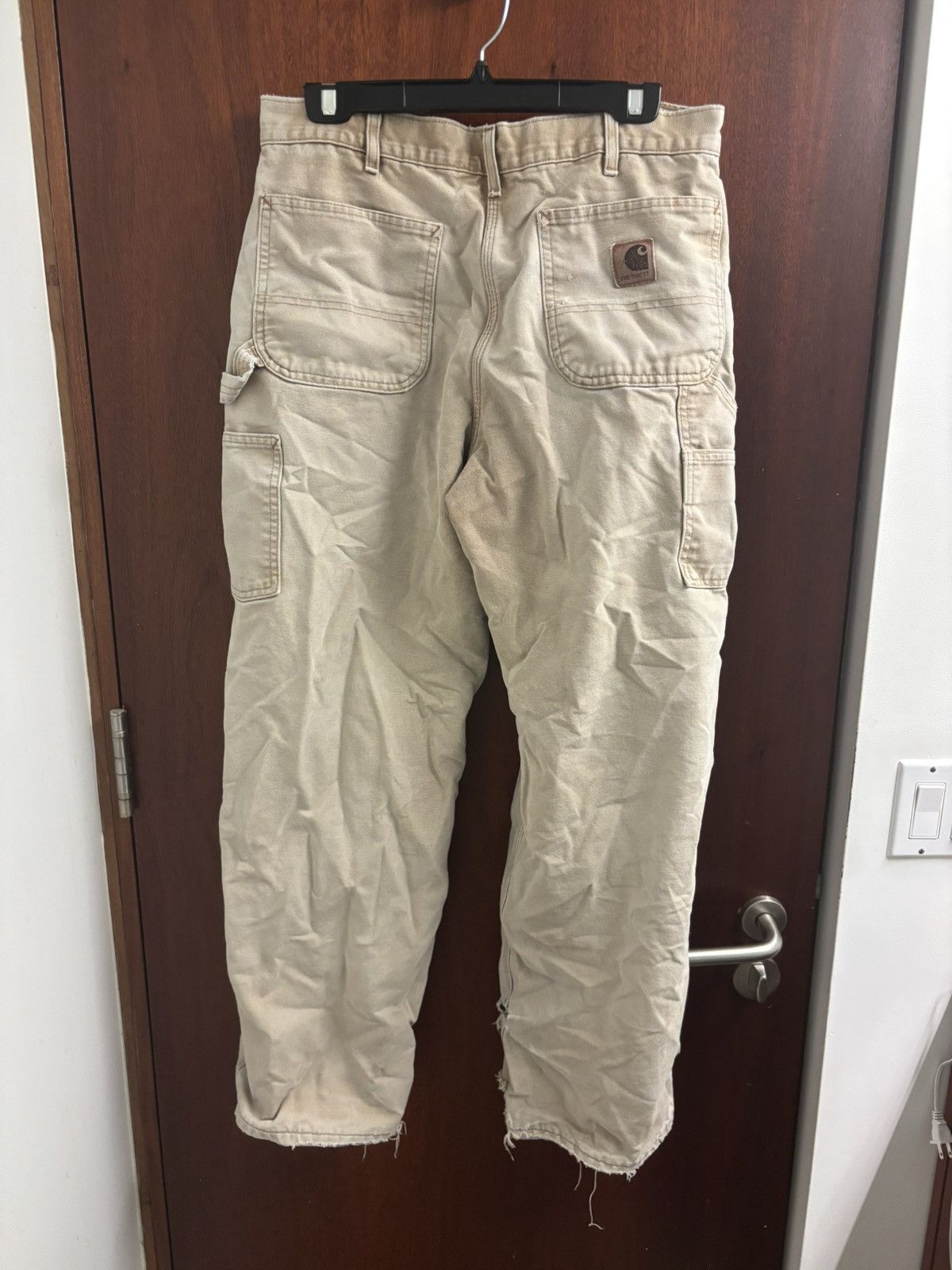 Carhartt × Vintage 34x32 Beige distressed fade carpenter pants single knee Size US 34 / EU 50 - 2 Thumbnail
