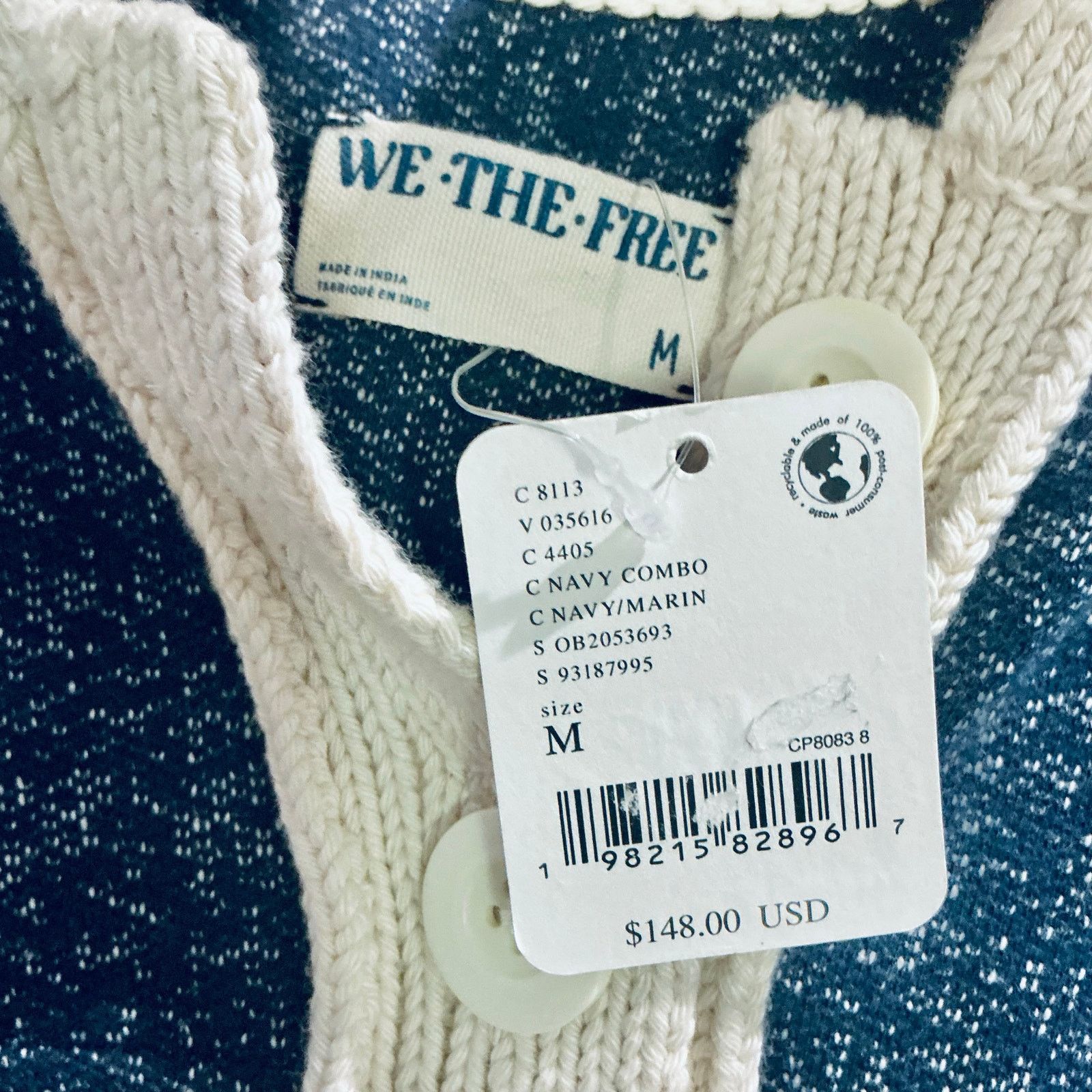 Free People NWT Free People We The Free Marco Polo Sweater Navy Combo M Size M / US 6-8 / IT 42-44 - 4 Thumbnail