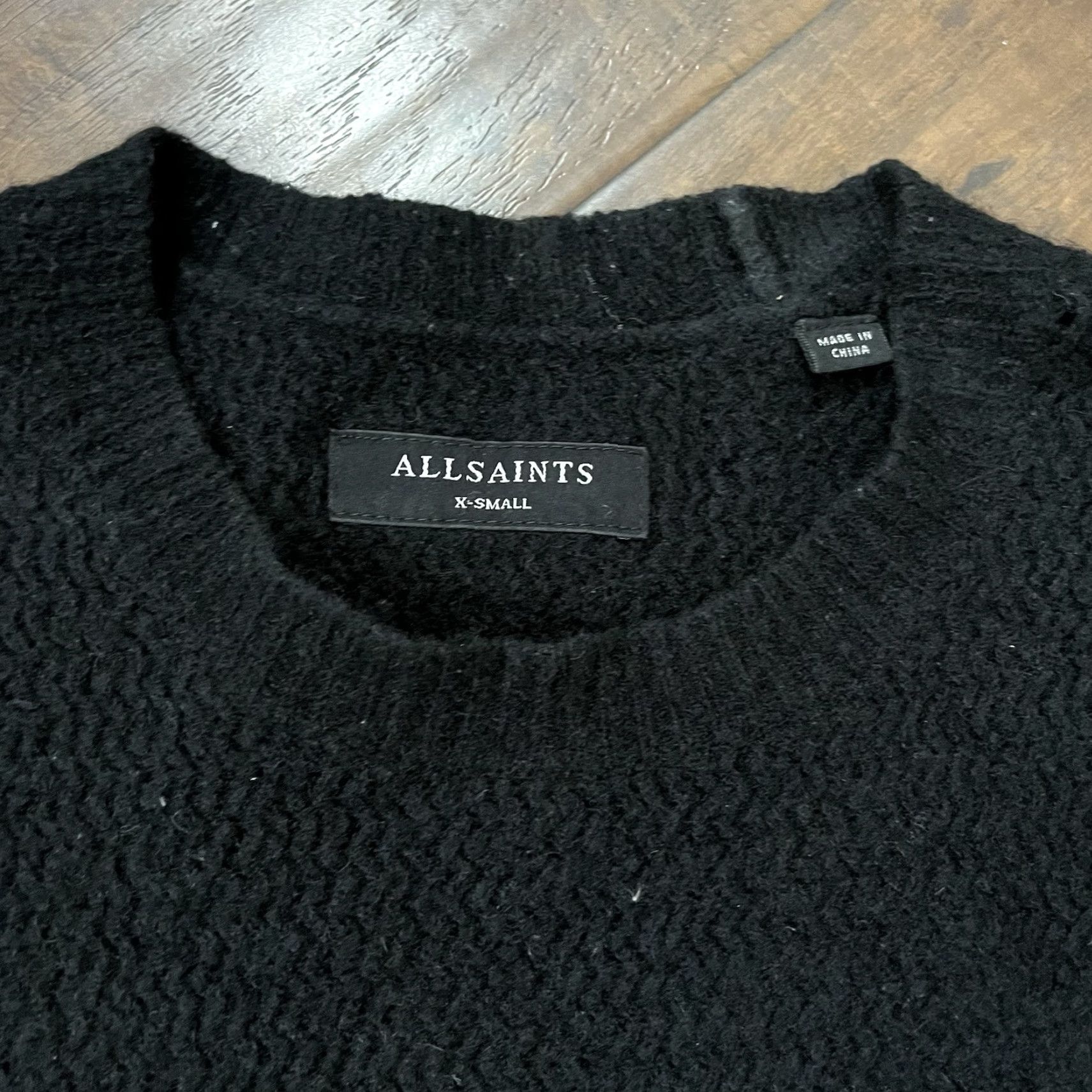 Allsaints AllSaints Jumper Adult XS Black Wool Knit Crew Neck Slim Pullover Designer Sweater Mens Size US XS / EU 42 / 0 - 4 Thumbnail