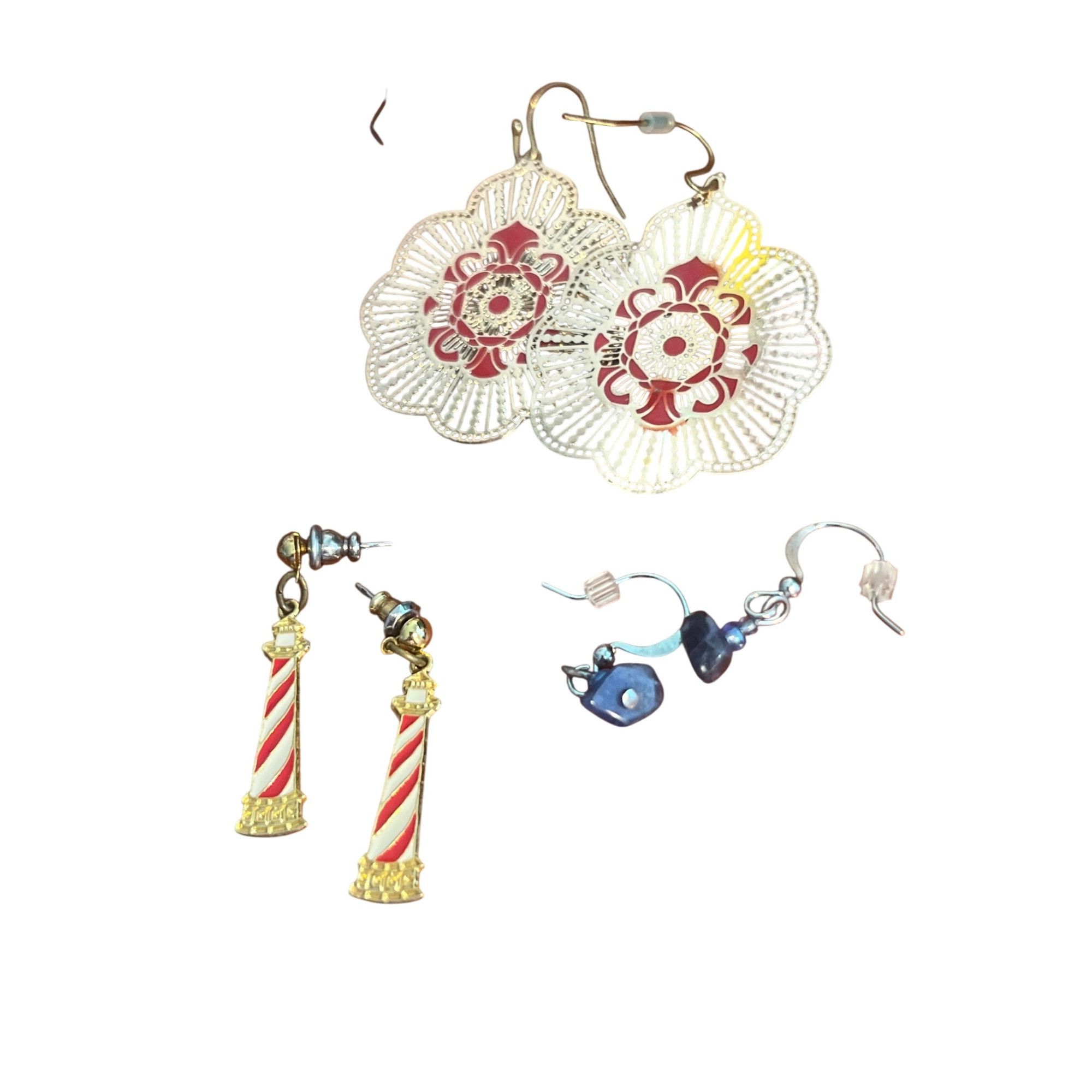 Other Lot of 9 Pierced Earrings Dangle Stud Lighthouse Shells Rhin Size ONE SIZE - 2 Thumbnail