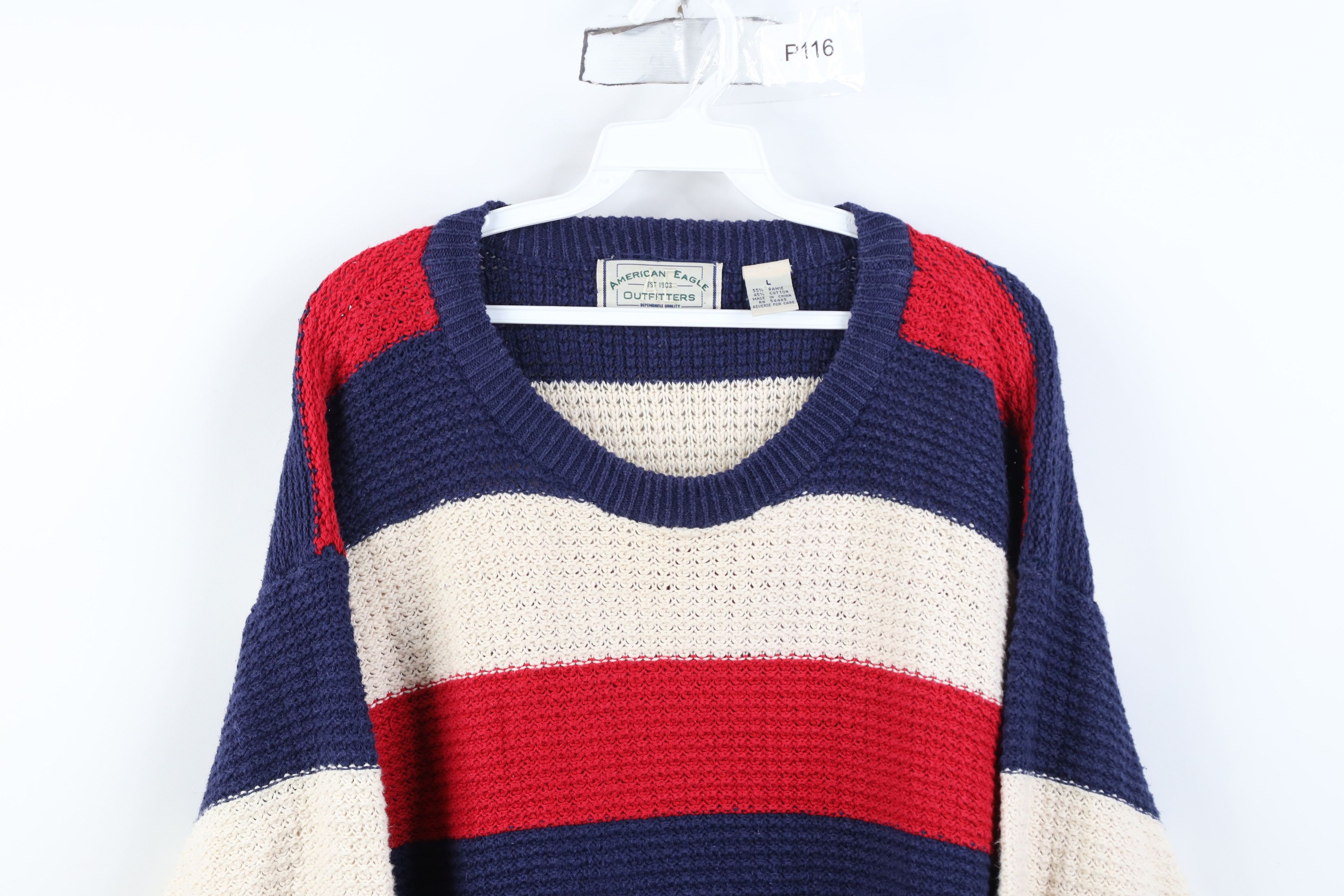 American Eagle Outfitters Vintage 90s American Eagle Outfitters Striped Knit Sweater Size US L / EU 52-54 / 3 - 2 Thumbnail