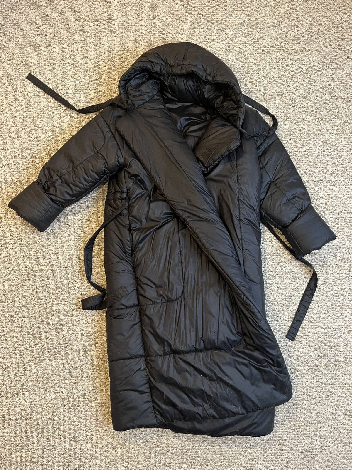 Oversized sleeping bag coat with hood
