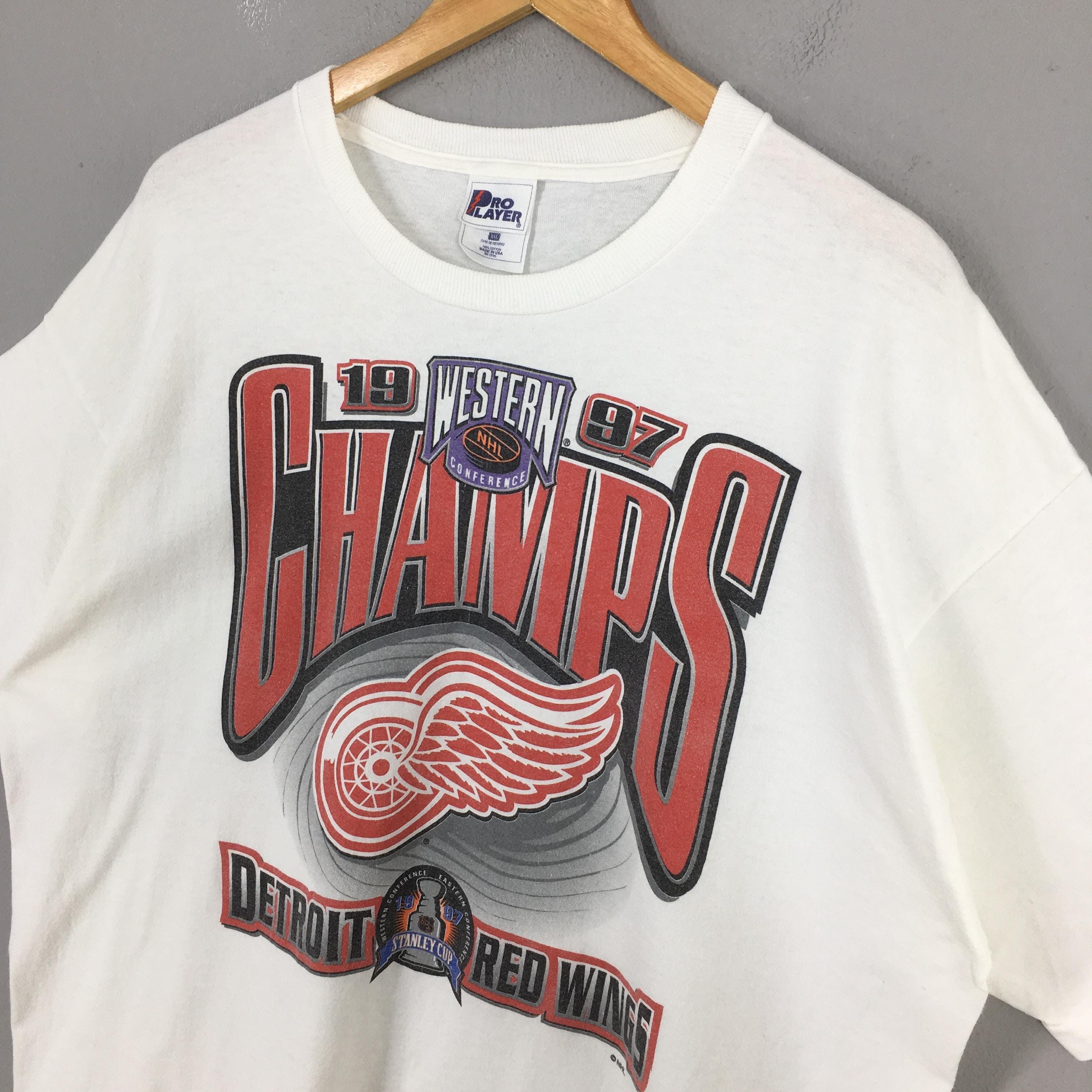 NHL Vintage 90s Detroit Red Wings NHL White Tshirt XXLarge Size US XXL / EU 58 / 5 - 3 Thumbnail