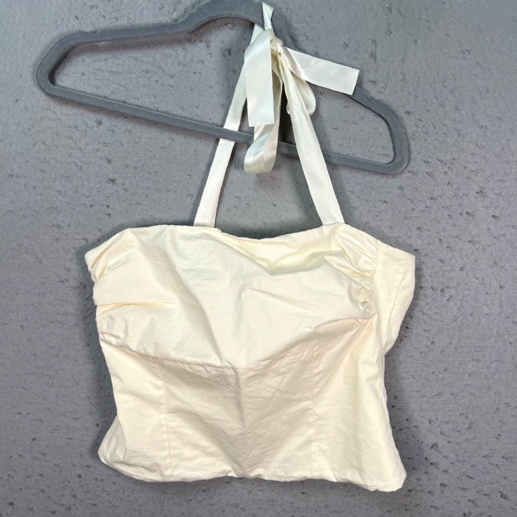 Vintage White Fox Top Cropped Halter Women's M White Cotton Polyester Zipper Detail 90s? (No, avoid adding decade) Size M / US 6-8 / IT 42-44 - 2 Thumbnail