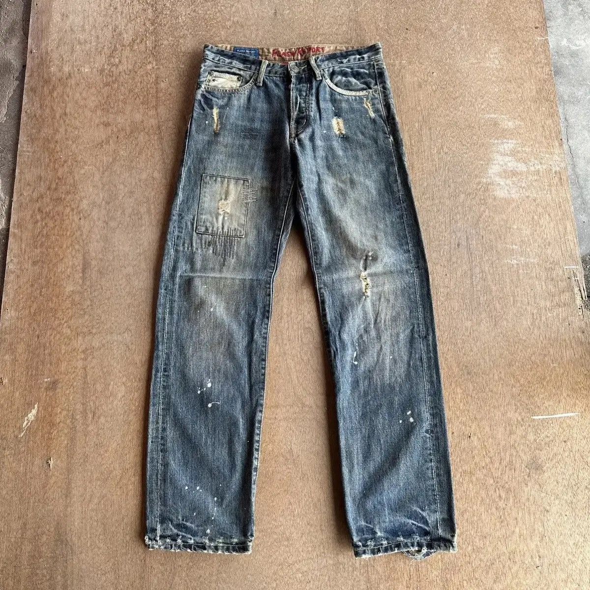 Japanese Brand SUPER SICKS 🔥FLASH REPORT Japan Jean Patchwork Denim Pants Size US 31 - 2 Thumbnail