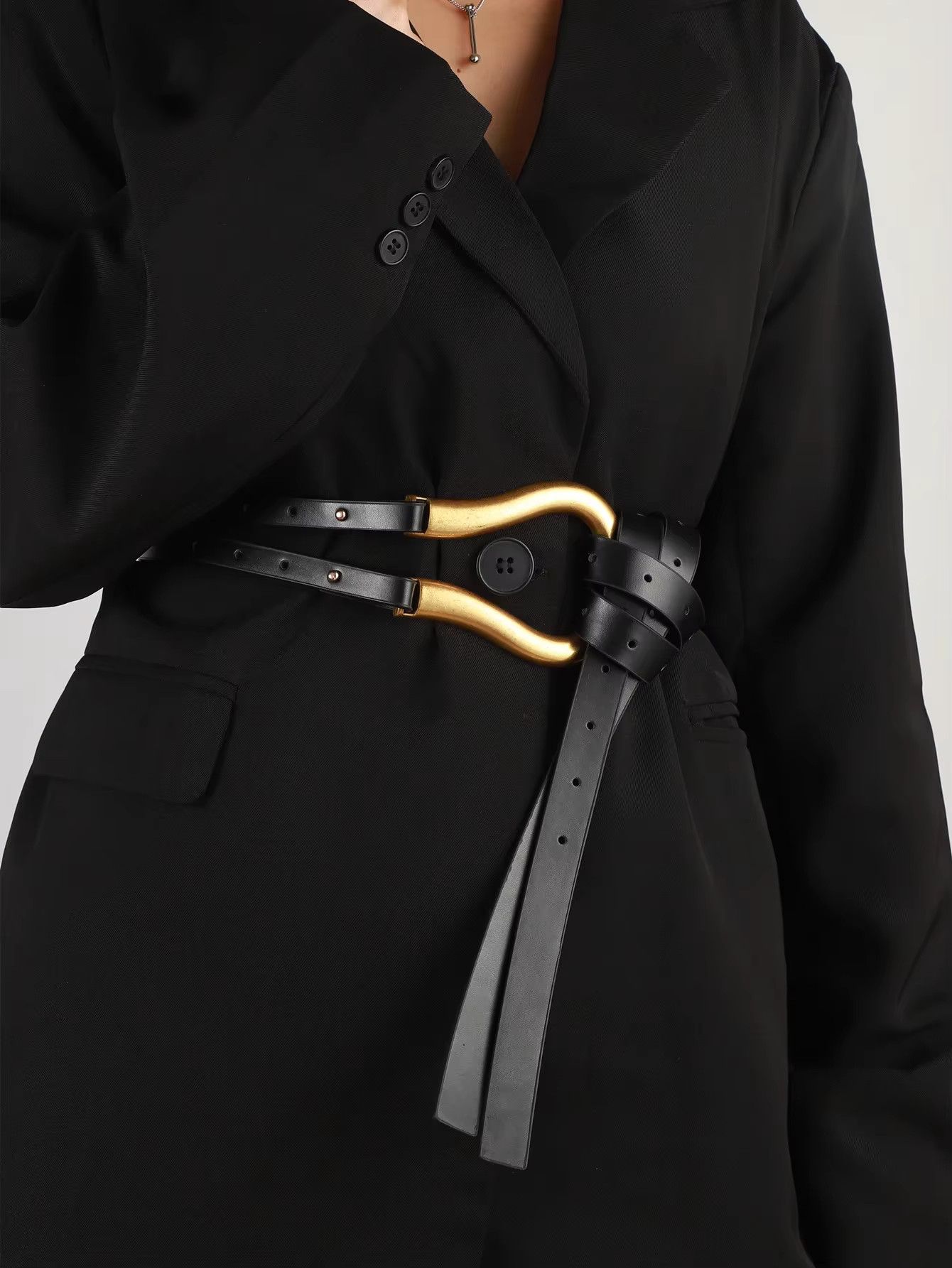 Jewelry Golden Metal Buckle Knotted Belt Waistband Wrist Straps Size ONE SIZE - 2 Thumbnail
