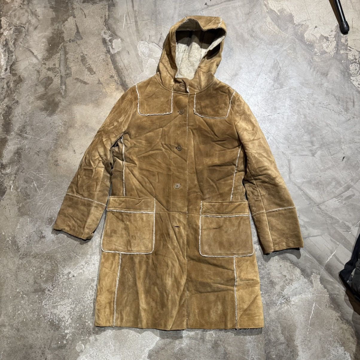 Gap × Vintage Suede Shearling lined hooded jacket Size US M / EU 48-50 / 2 - 1 Thumbnail