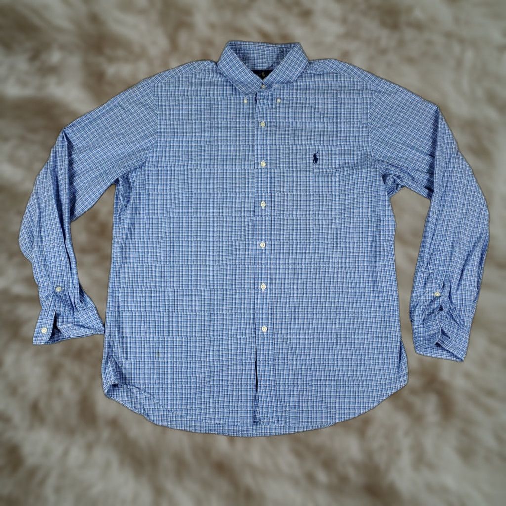 Ralph Lauren Ralph Lauren Shirt Mens XL Blue Plaid Button Up Long Sleeve Cotton Classic Preppy Logo Button-Down Size US XL / EU 56 / 4 - 1 Thumbnail