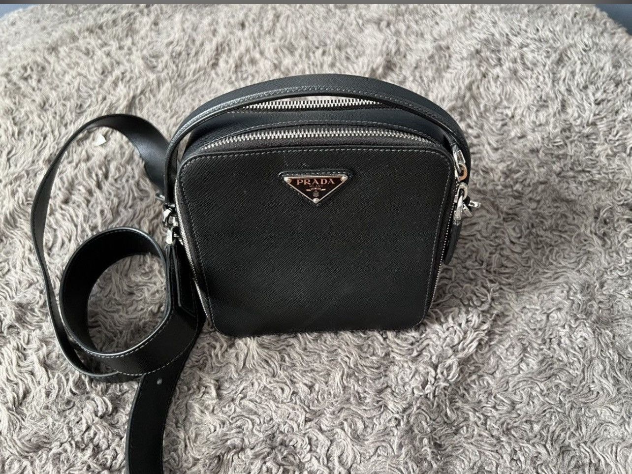 Prada Prada Black Logo Saffano Leather Cross Body Bag Size ONE SIZE - 11 Thumbnail