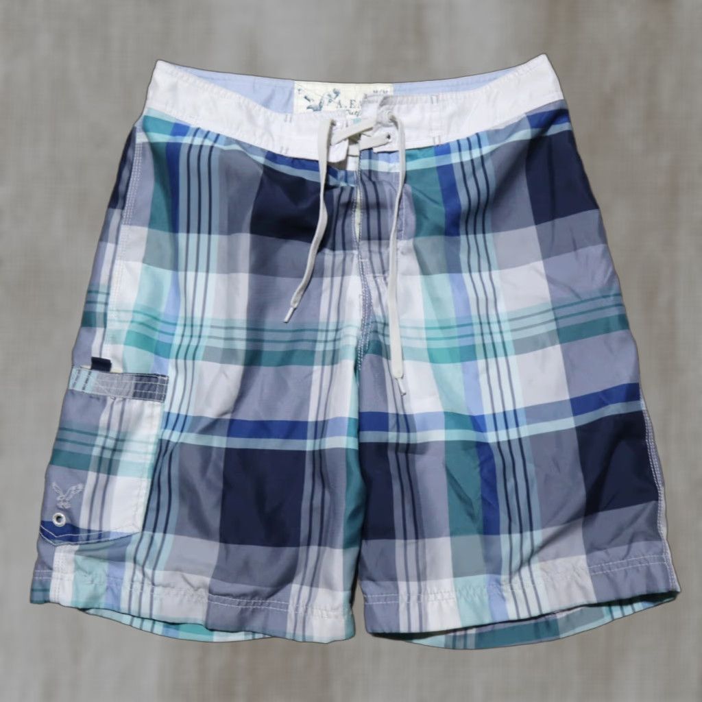 American Eagle Outfitters American Eagle Outfitters Trunks Bottom Mens M Plaid Swim Shorts Multicolor Beach Surfing 90s? Size US 31 - 1 Thumbnail