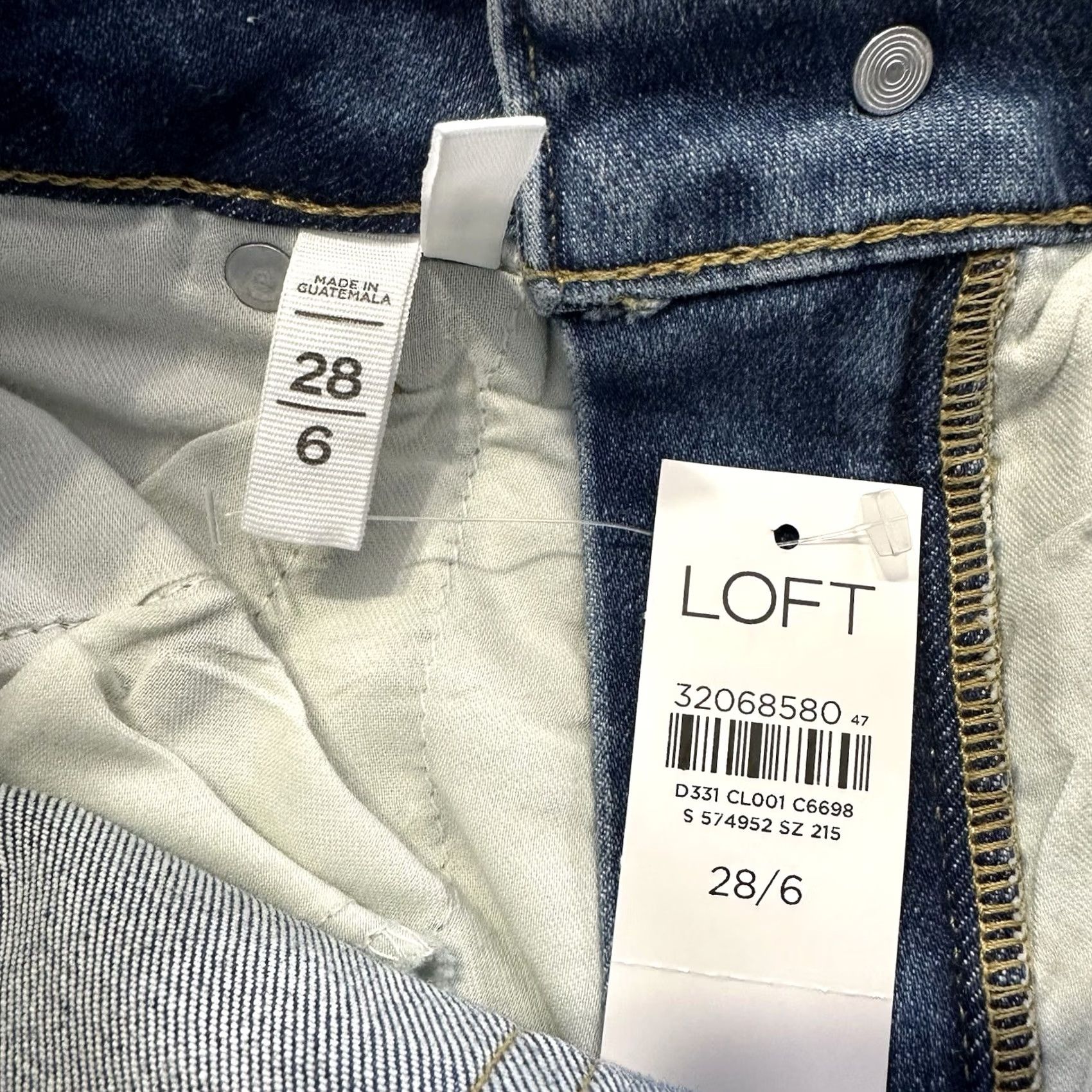 Loft VINTAGE LOFT Jeans Womens 6 28x27 Skinny High Rise Curvy Fit Stretch Raw Hem Blue Cotton Spandex Denim 5-Pocket Womens Jeans Size 28" / US 6 / IT 42 - 6 Thumbnail