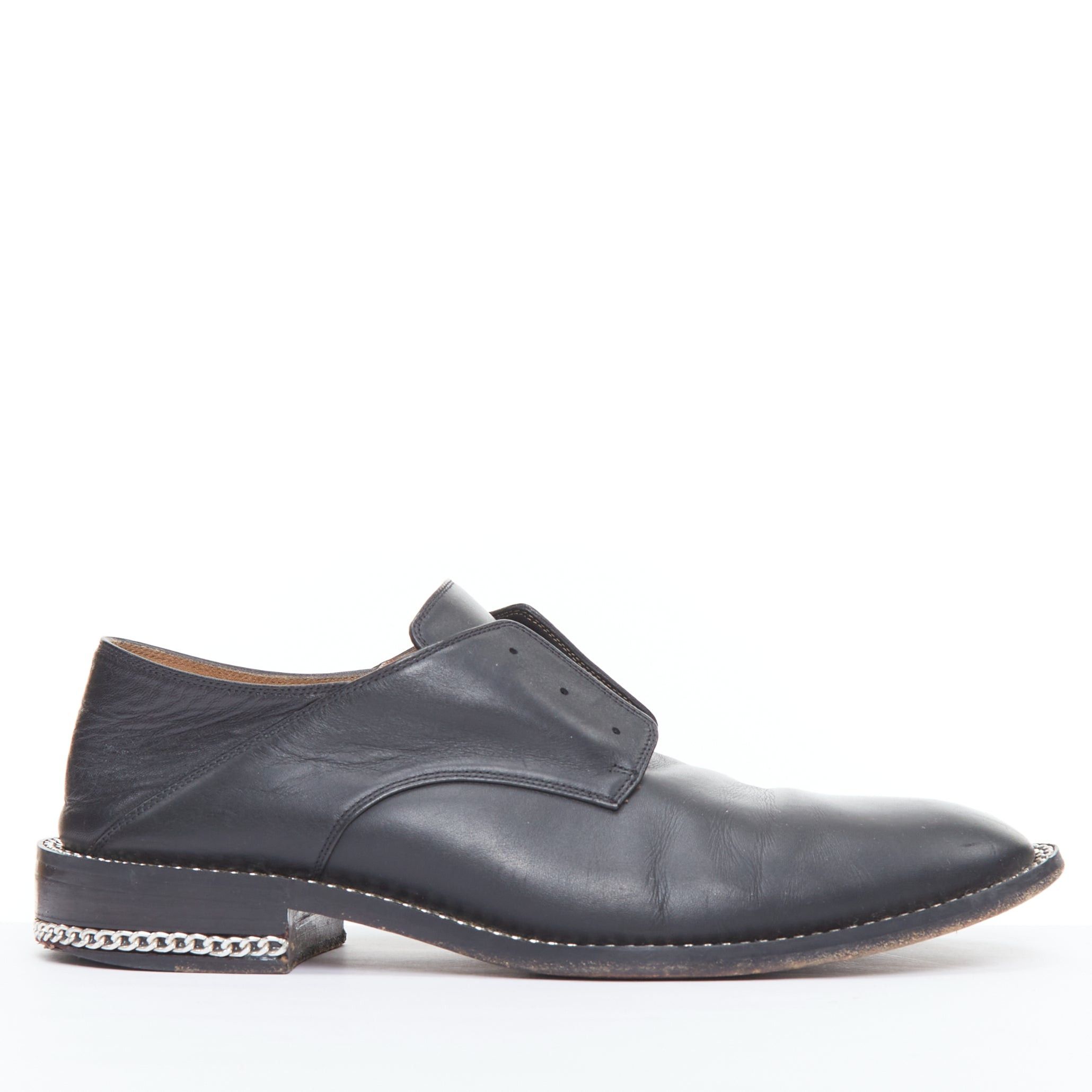 Givenchy GIVENCHY black leather silver chain block heel brogue shoes Size US 6 / IT 36 - 1 Thumbnail