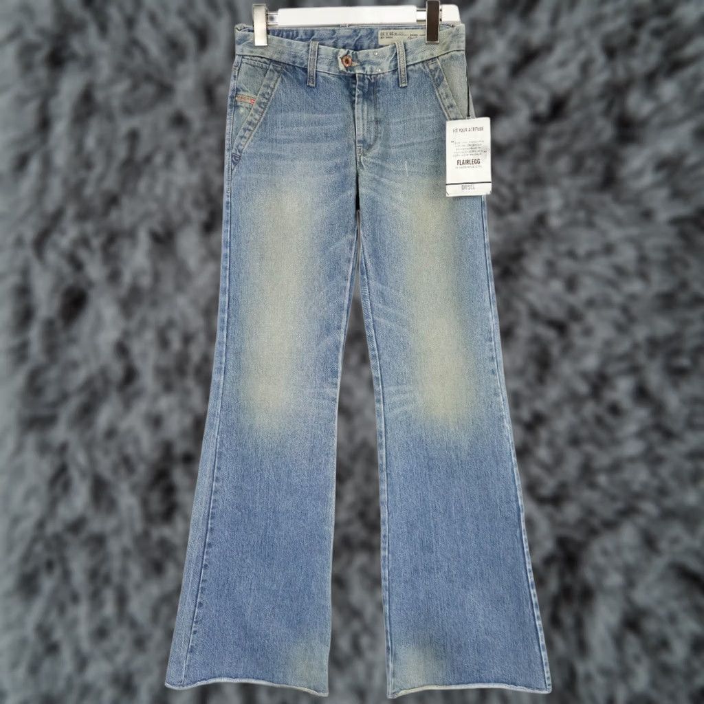 Diesel Diesel Jeans Womens W25/L32 Blue Flaitlegg Regular Flare 0888Z Women Aged Look Size 42" / US 20 - 1 Thumbnail