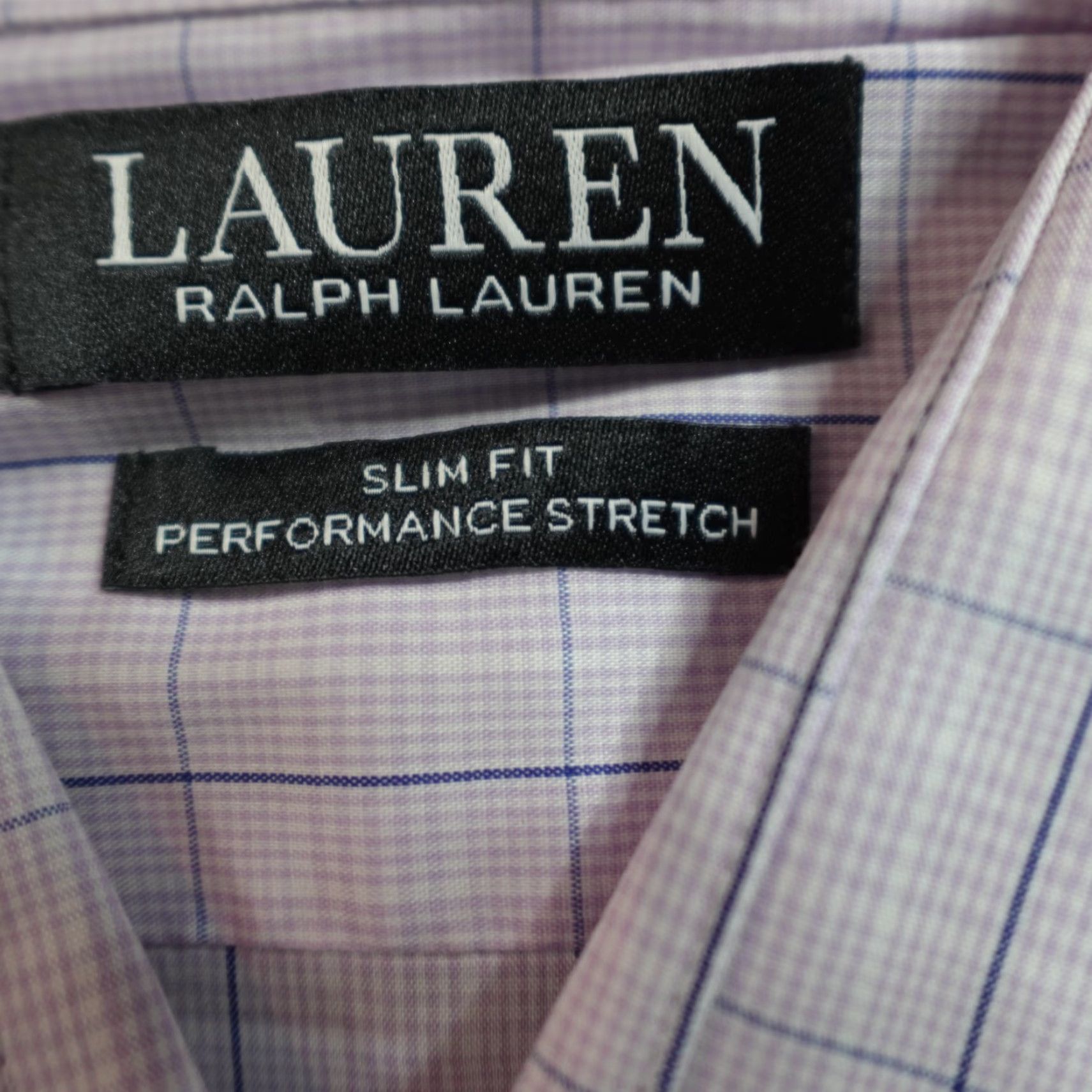 Ralph Lauren VINTAGE Lauren Ralph Lauren Shirt M Purple Blue Windowpane Plaid Stretch Slim Men Long Sleeve Button-Up Collared Size US M / EU 48-50 / 2 - 3 Thumbnail