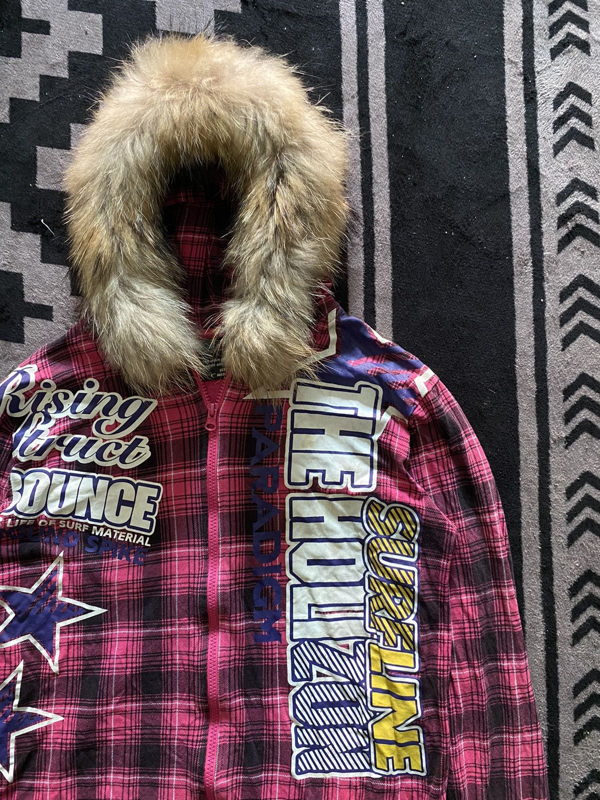 Beauty Beast Oblo design tartan faux fur y2k hoodie Size US M / EU 48-50 / 2 - 4 Thumbnail