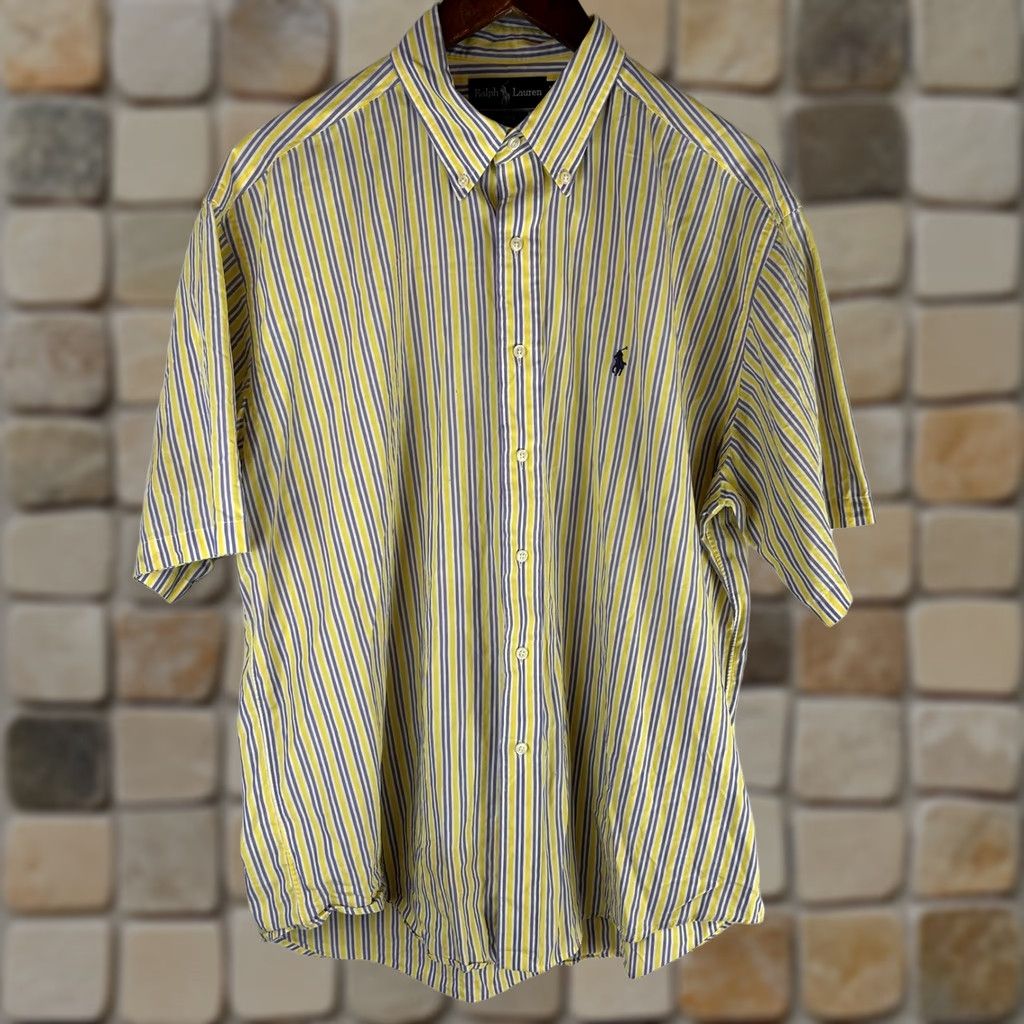 Ralph Lauren Ralph Lauren Blake Striped Short Sleeve Shirt Mens L Yellow Purple Button-Down Collared Embroidered Pony Casual Summer Styled Shirt Size US L / EU 52-54 / 3 - 1 Thumbnail