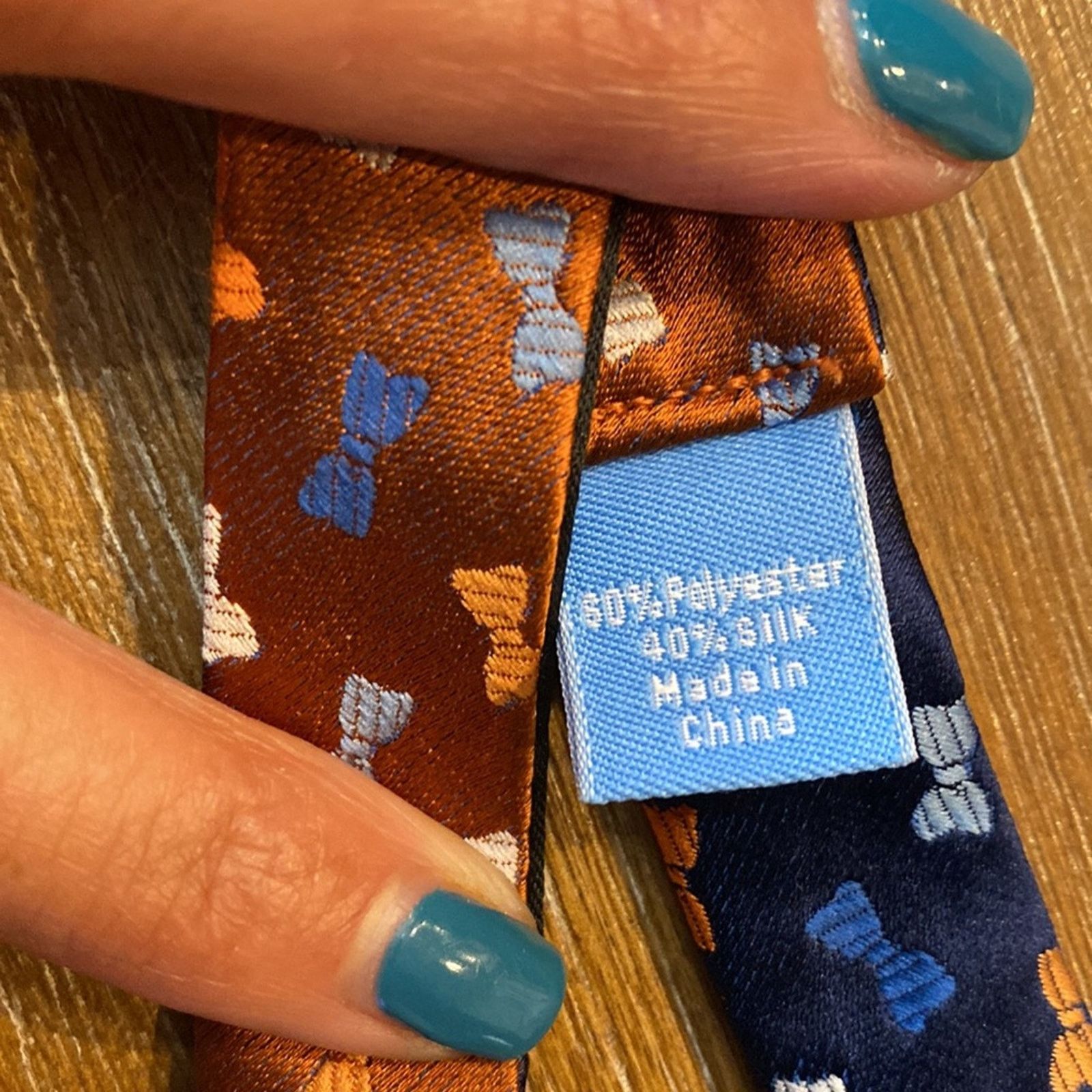 Countess Mara Countess Mara orange blue bow tie silk blend formal Size ONE SIZE - 4 Thumbnail