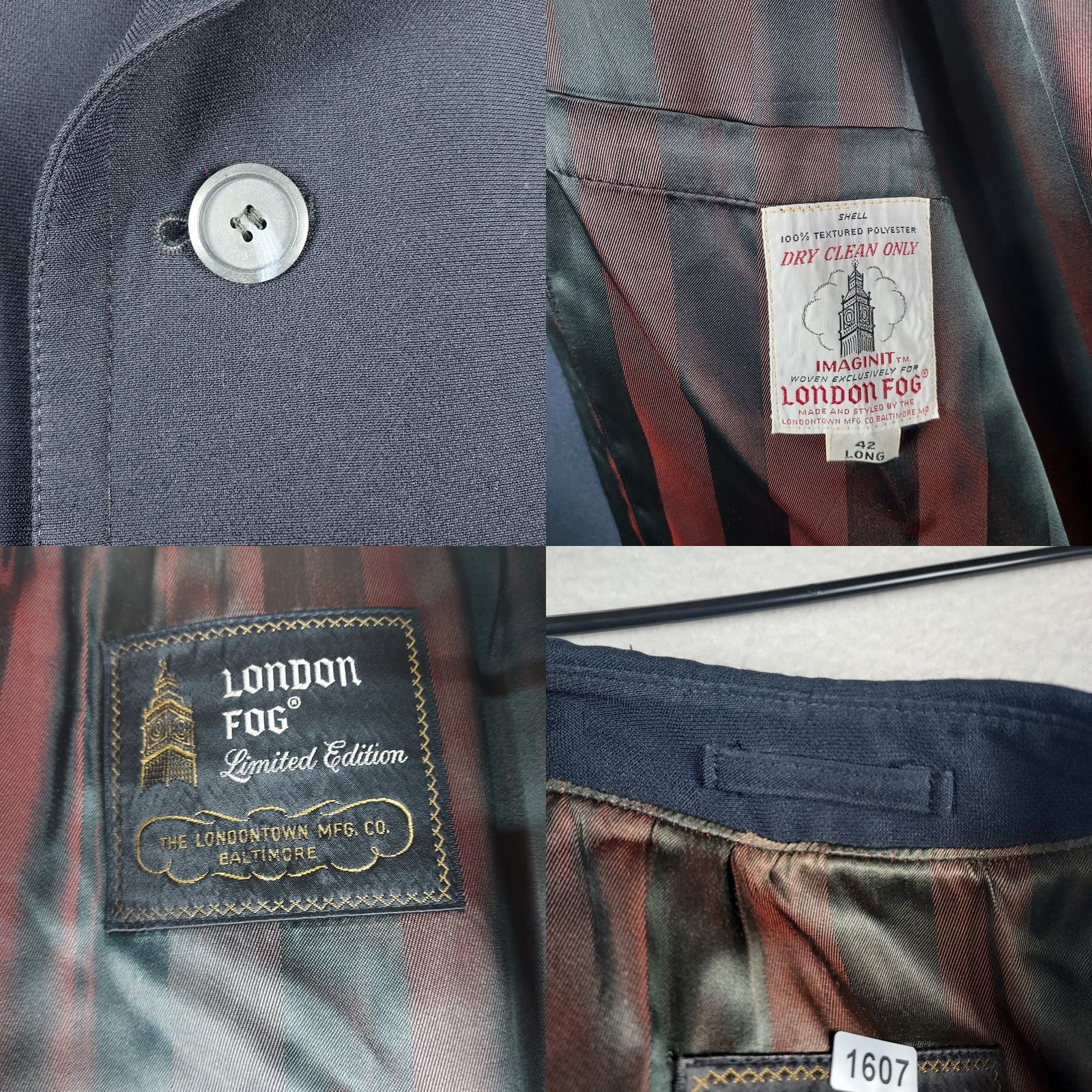 London Fog London Fog Limited Edition Mens Overcoat 42 Long Navy Button Front USA Made Size US XS / EU 42 / 0 - 8 Thumbnail
