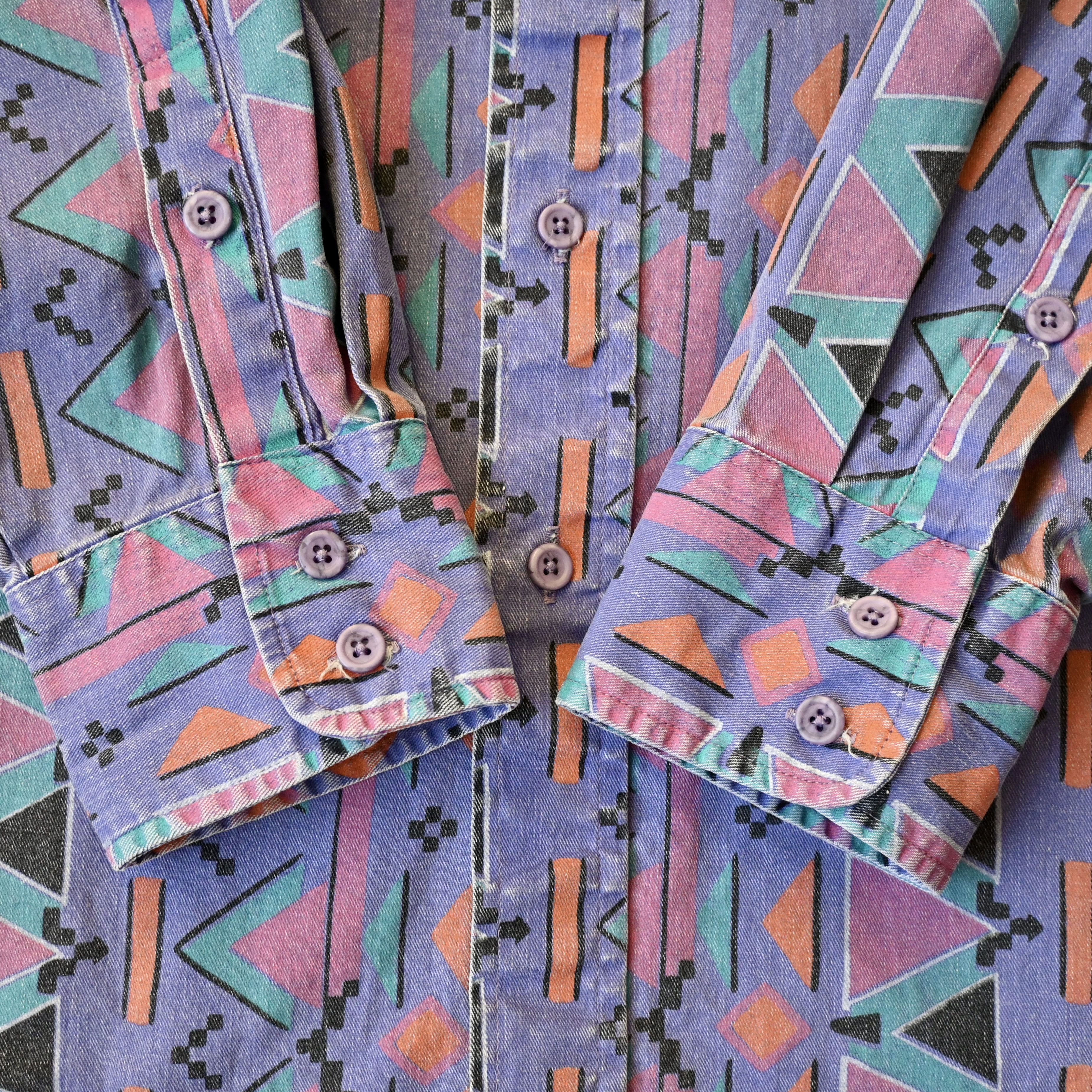 Vintage VTG Wrangler Brushpopper shirt Aztec Navajo soft purple 17.5 Size US XL / EU 56 / 4 - 8 Thumbnail