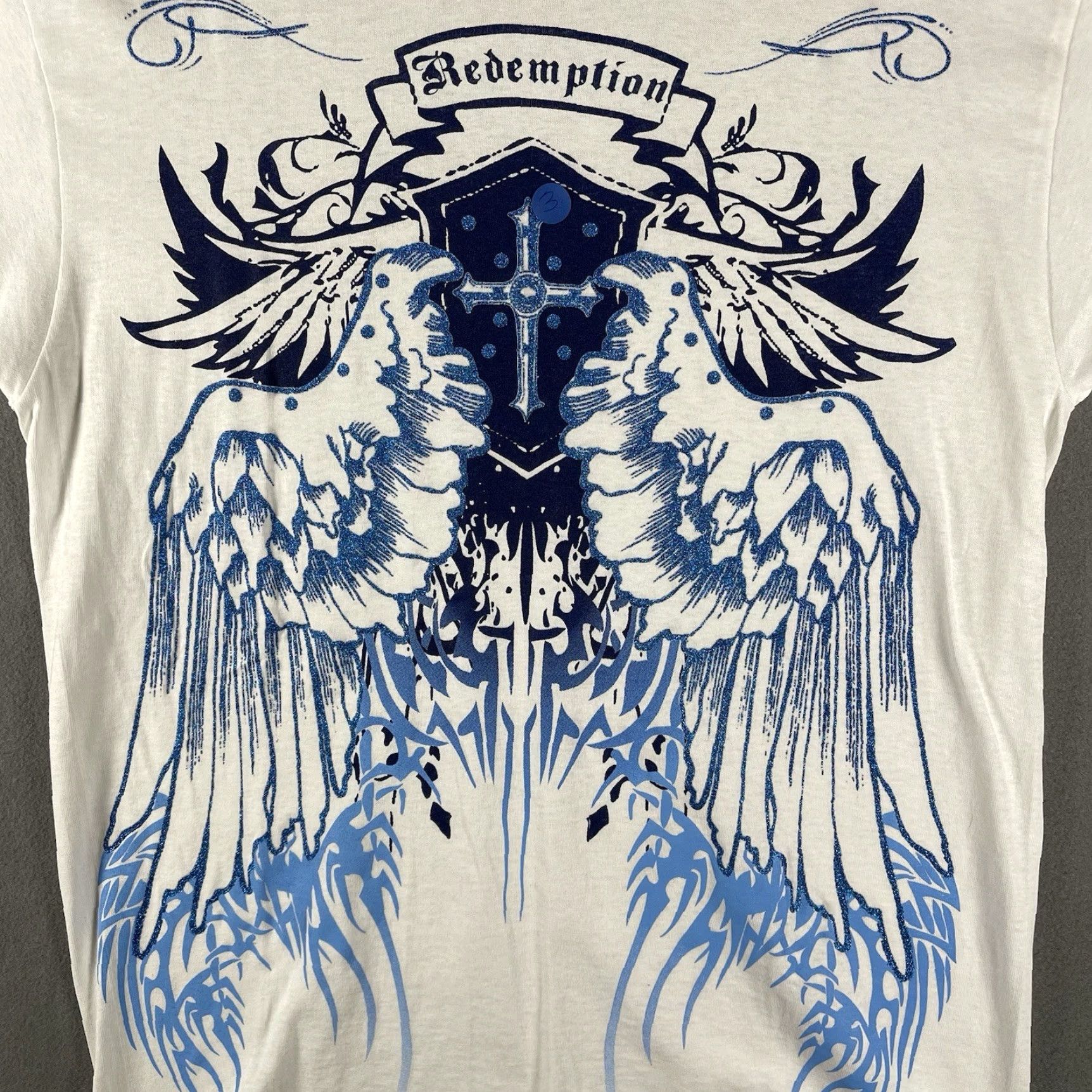 The Mountain VTG The Mountain T-Shirt M White Graphic Print Wings Grunge USA Cyber 2000-2009 Mens Short Sleeve Crew Neck Size US M / EU 48-50 / 2 - 3 Thumbnail