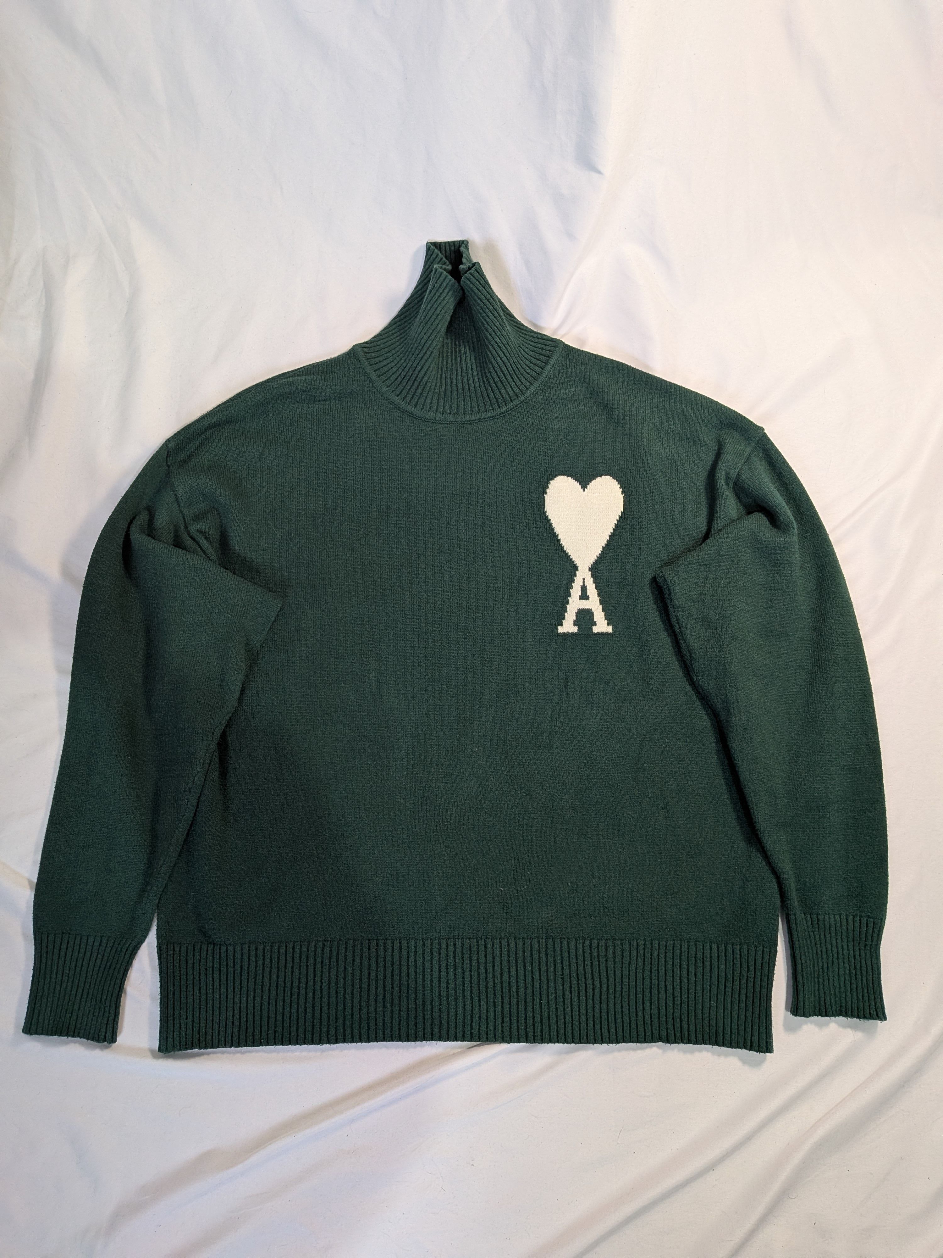 AMI Ami Paris Ami de Coeur Oversized Turtleneck Sweater Green XL Size US XL / EU 56 / 4 - 3 Thumbnail