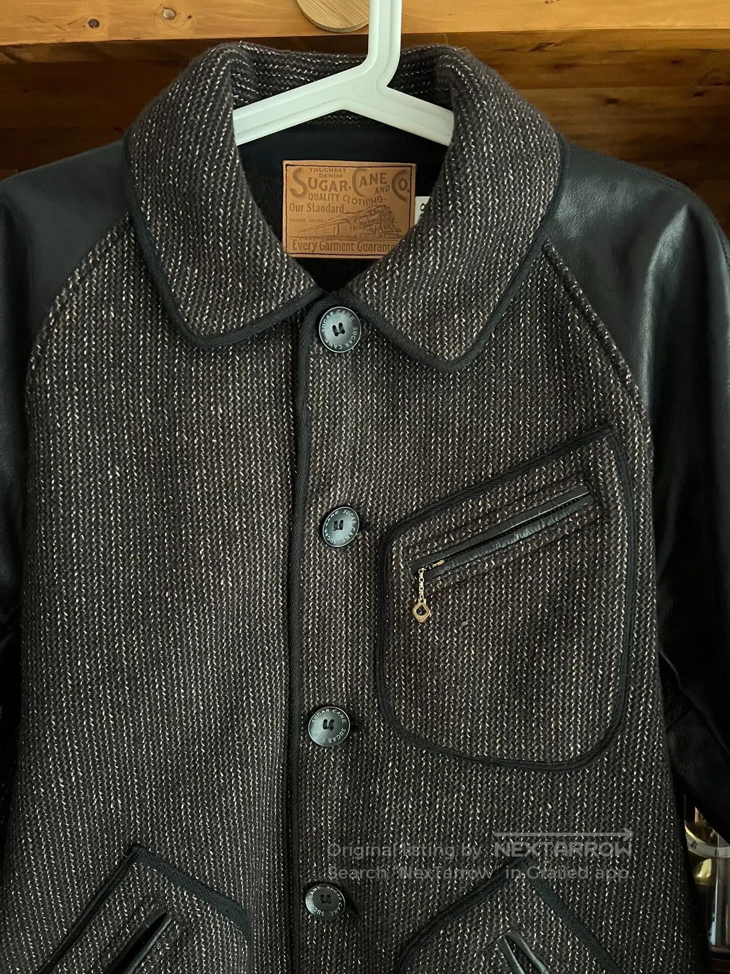 Sugar Cane wool leather jacket with vintage details. Size US M / EU 48-50 / 2 - 4 Thumbnail