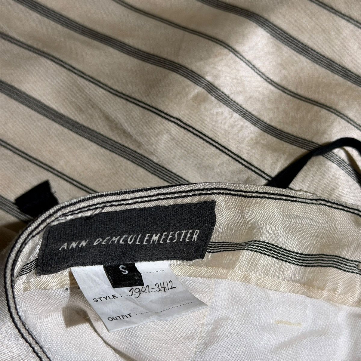 Ann Demeulemeester Striped silk/linen ecru trouser Size US 32 / EU 48 - 3 Thumbnail