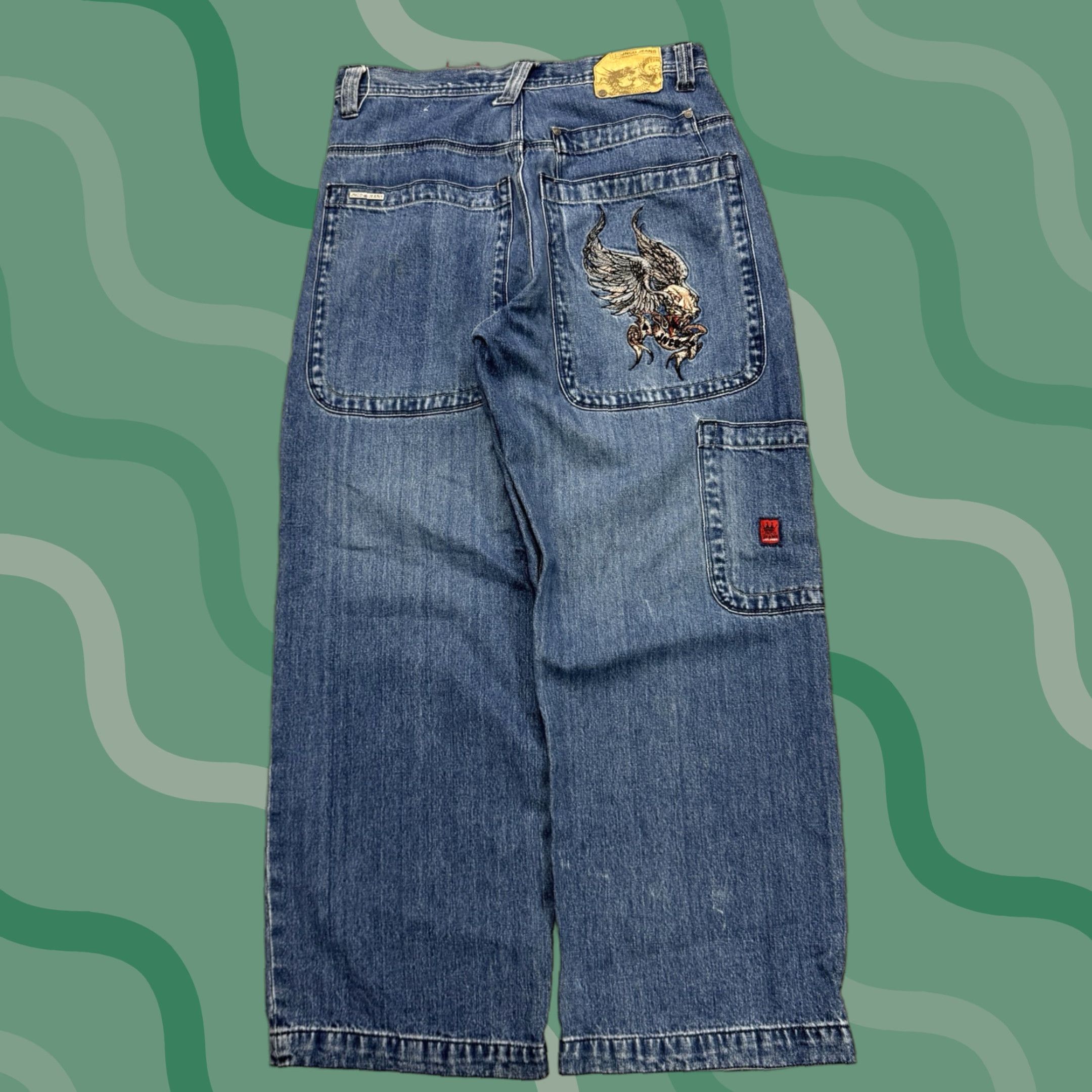 Jean JNCO Grail Tiger Vintage Années 90 - Taille 38x30 - Jambes Larges Tribal - Denim US